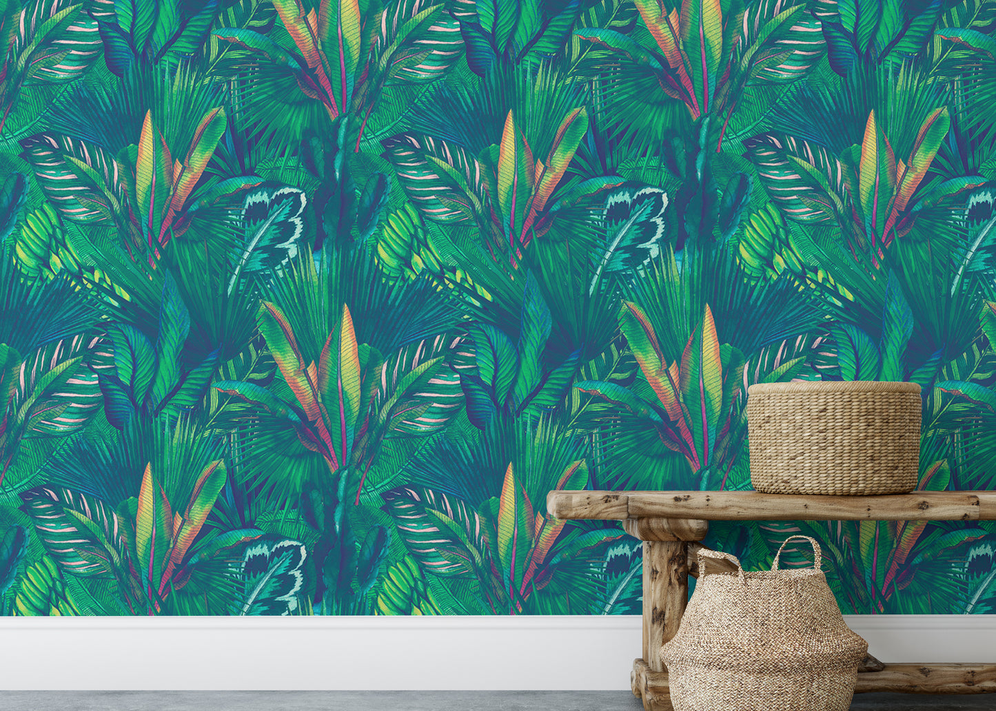 Hand Drawn Watercolor Tropical Leaves Wallpaper