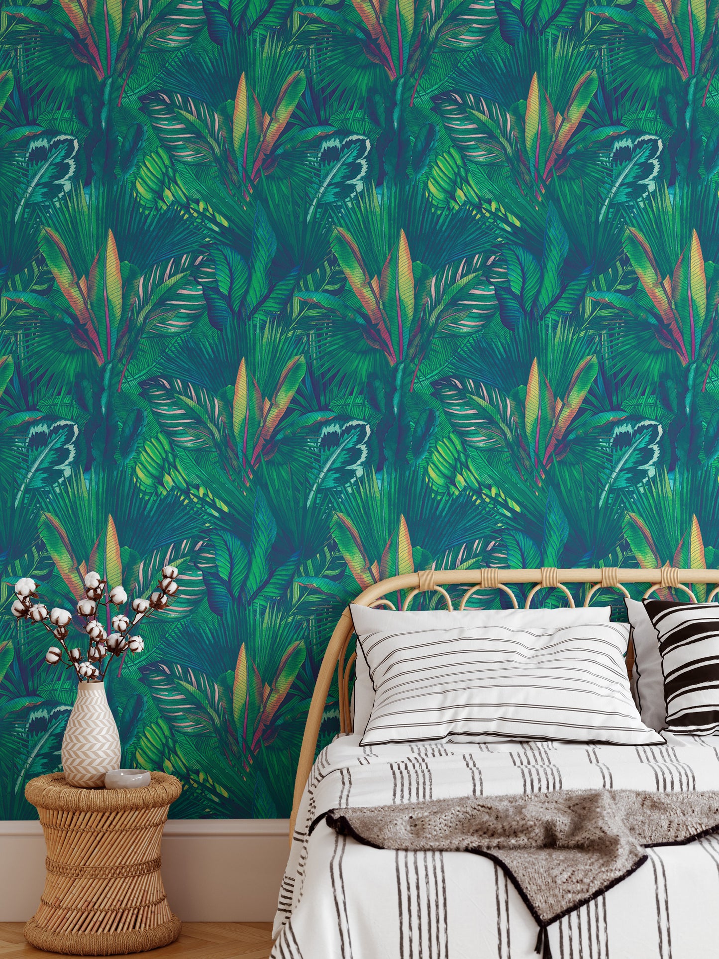 Hand Drawn Watercolor Tropical Leaves Wallpaper