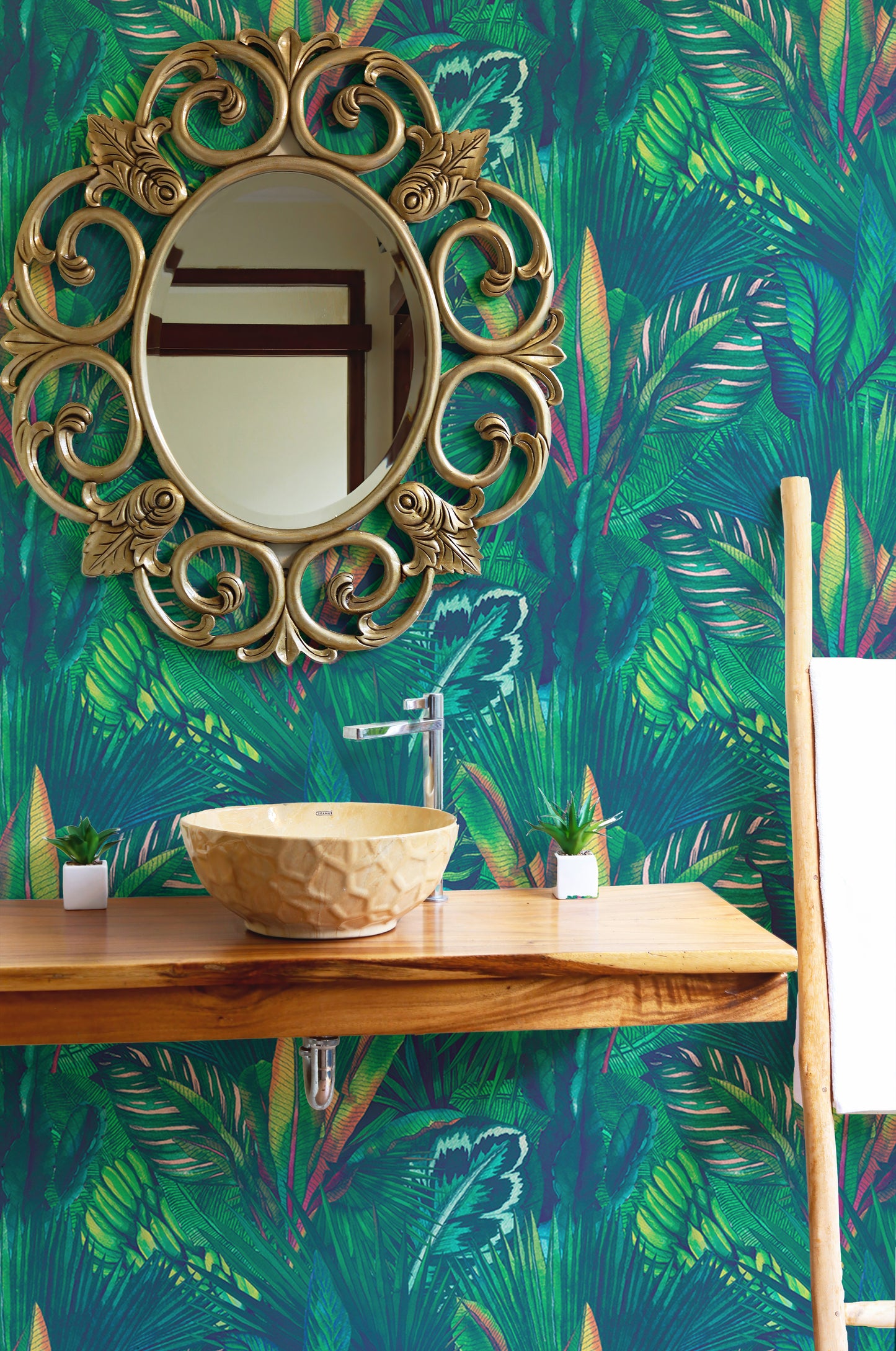 Hand Drawn Watercolor Tropical Leaves Wallpaper