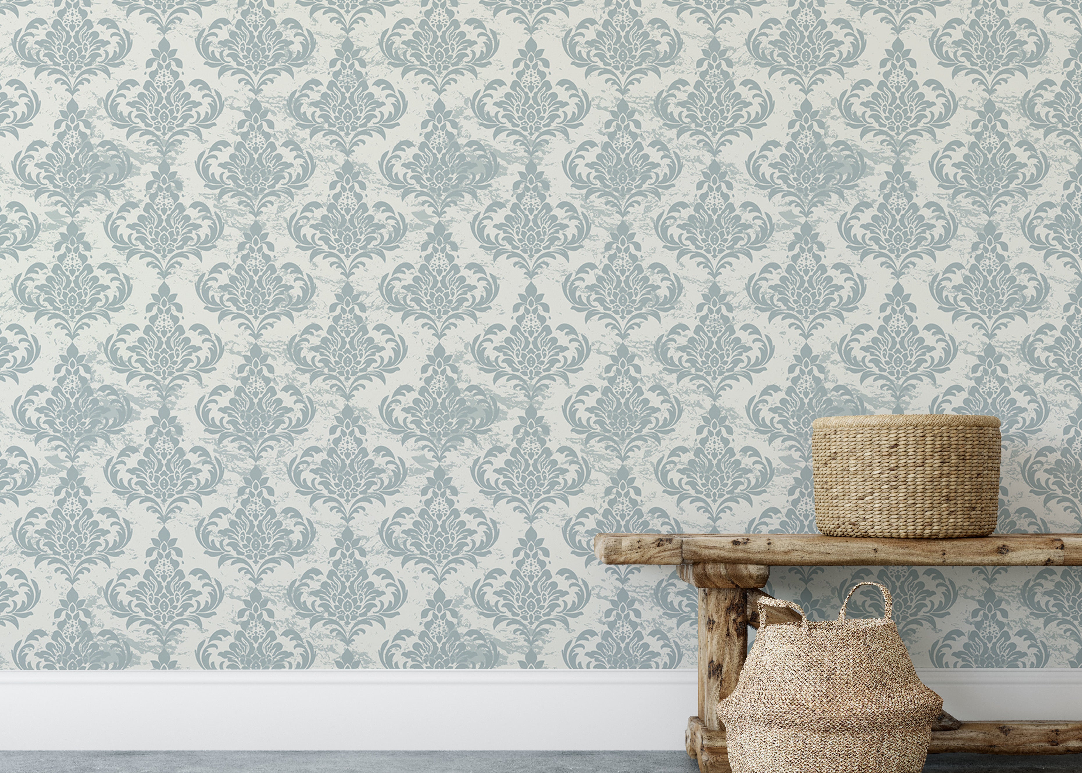 Timeless damask wallpaper showcasing vintage elegance