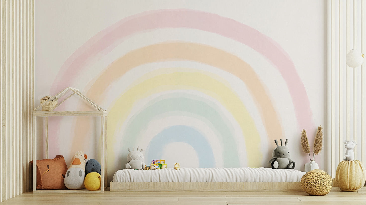 Colorful rainbow wallpaper mural with vibrant hues
