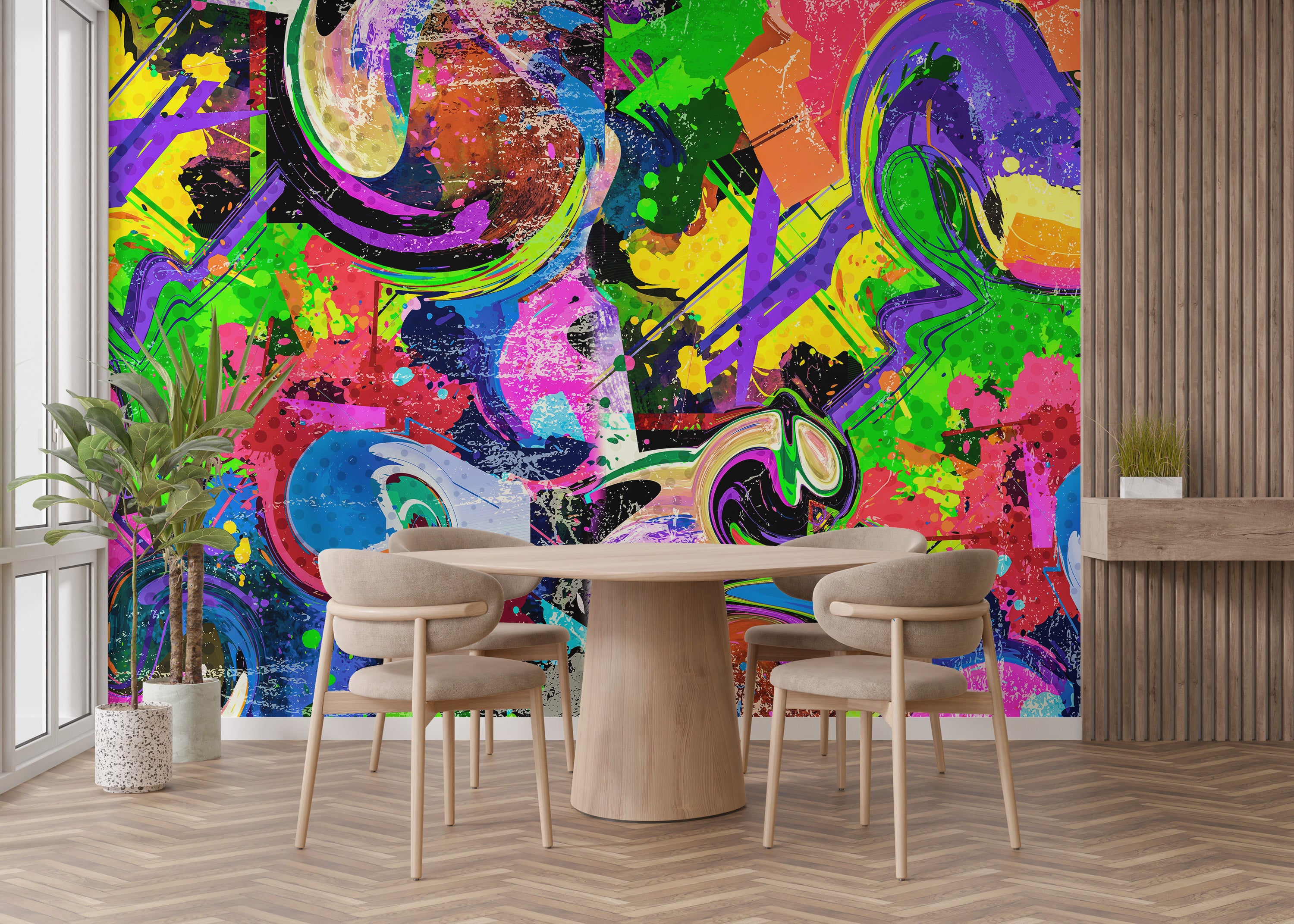 Colorful graffiti melody wall mural design
