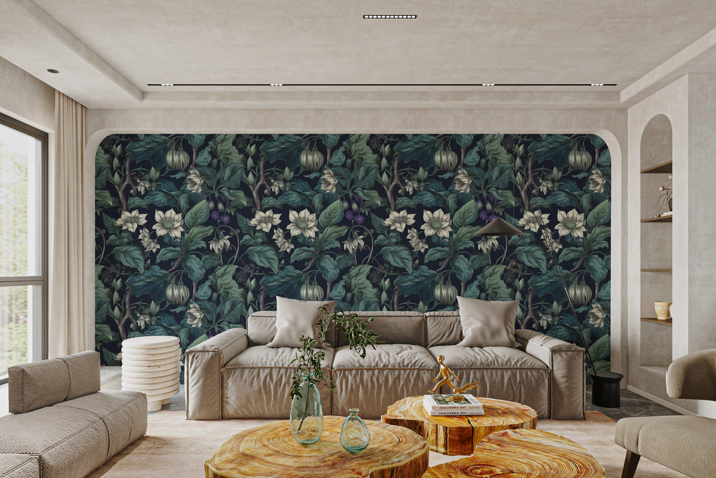 Botanical Blossom Wall Mural - Teal