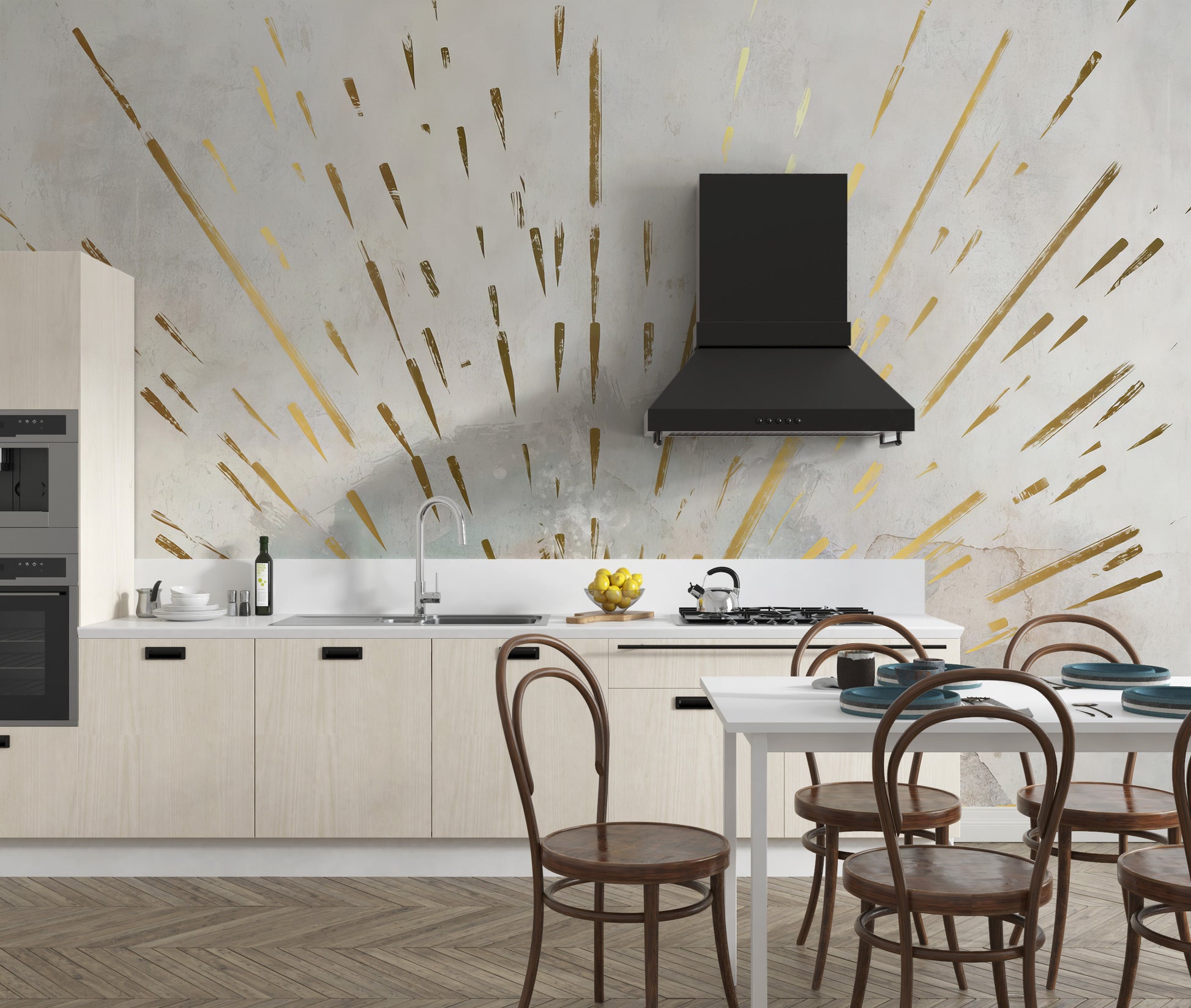 Golden Streaks Wallpaper Mural for a touch of elegance