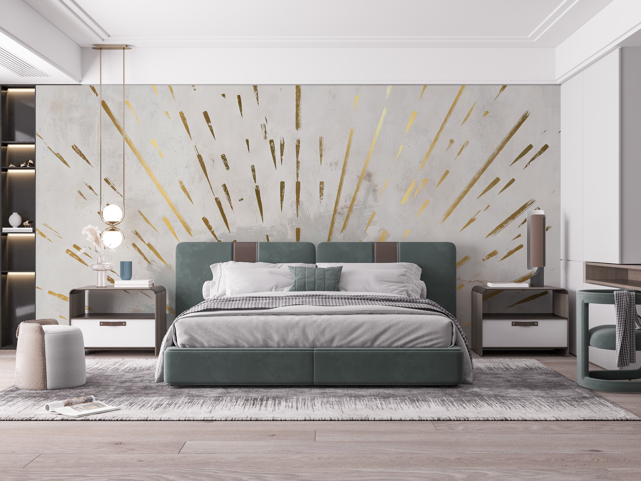 Golden Streaks Wallpaper Mural for a shimmering touch