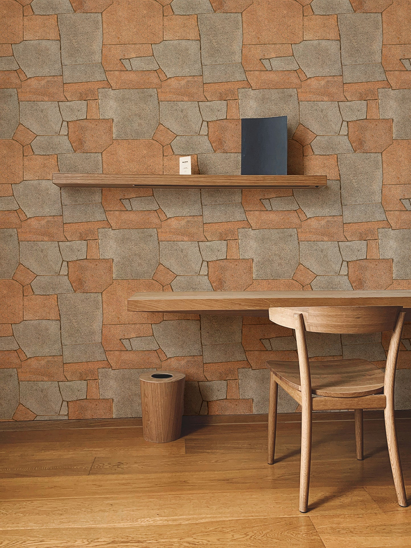 Natural Stone Pavement Orange Color Wallpaper