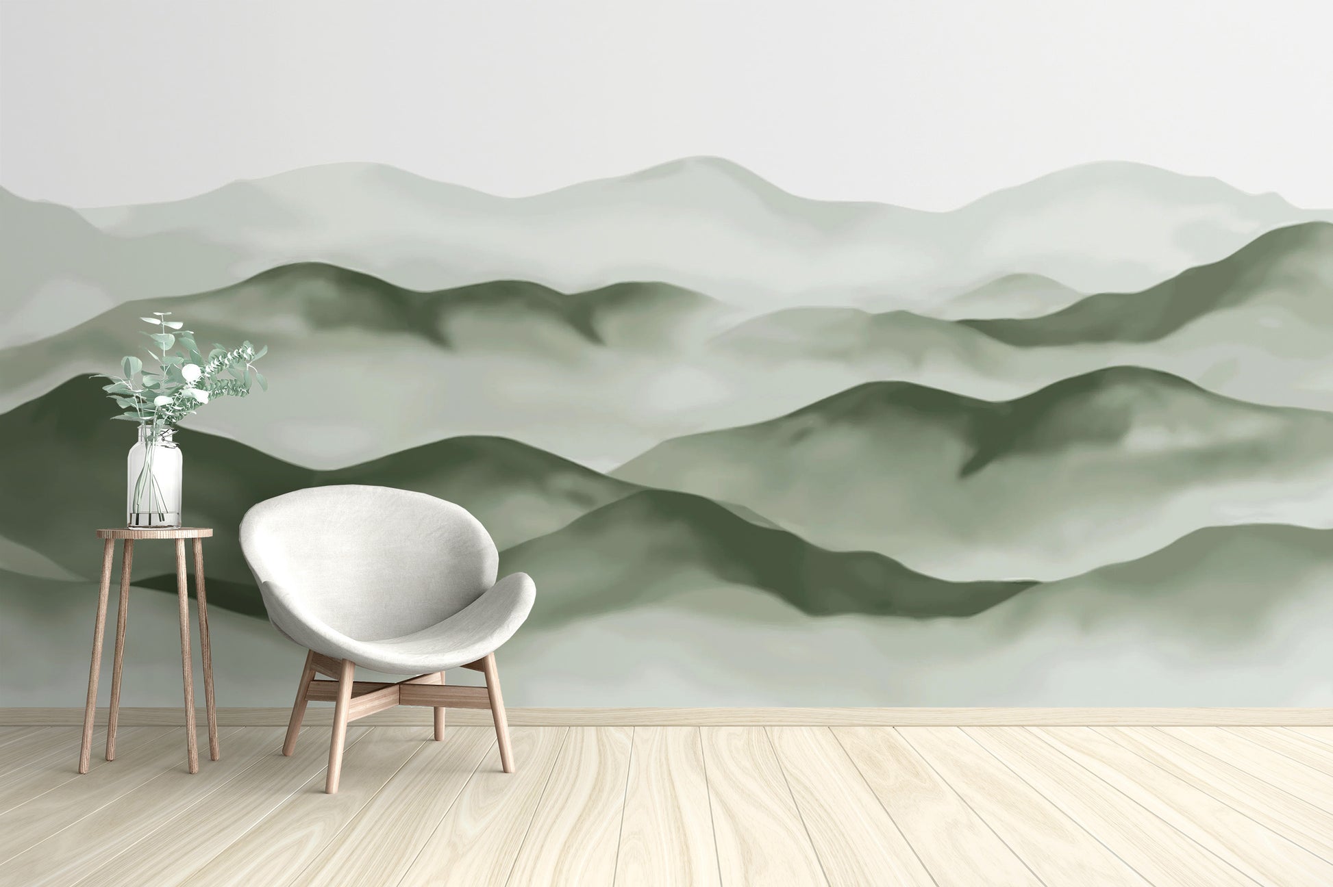 Tranquil green mountain wallpaper for peaceful spaces
