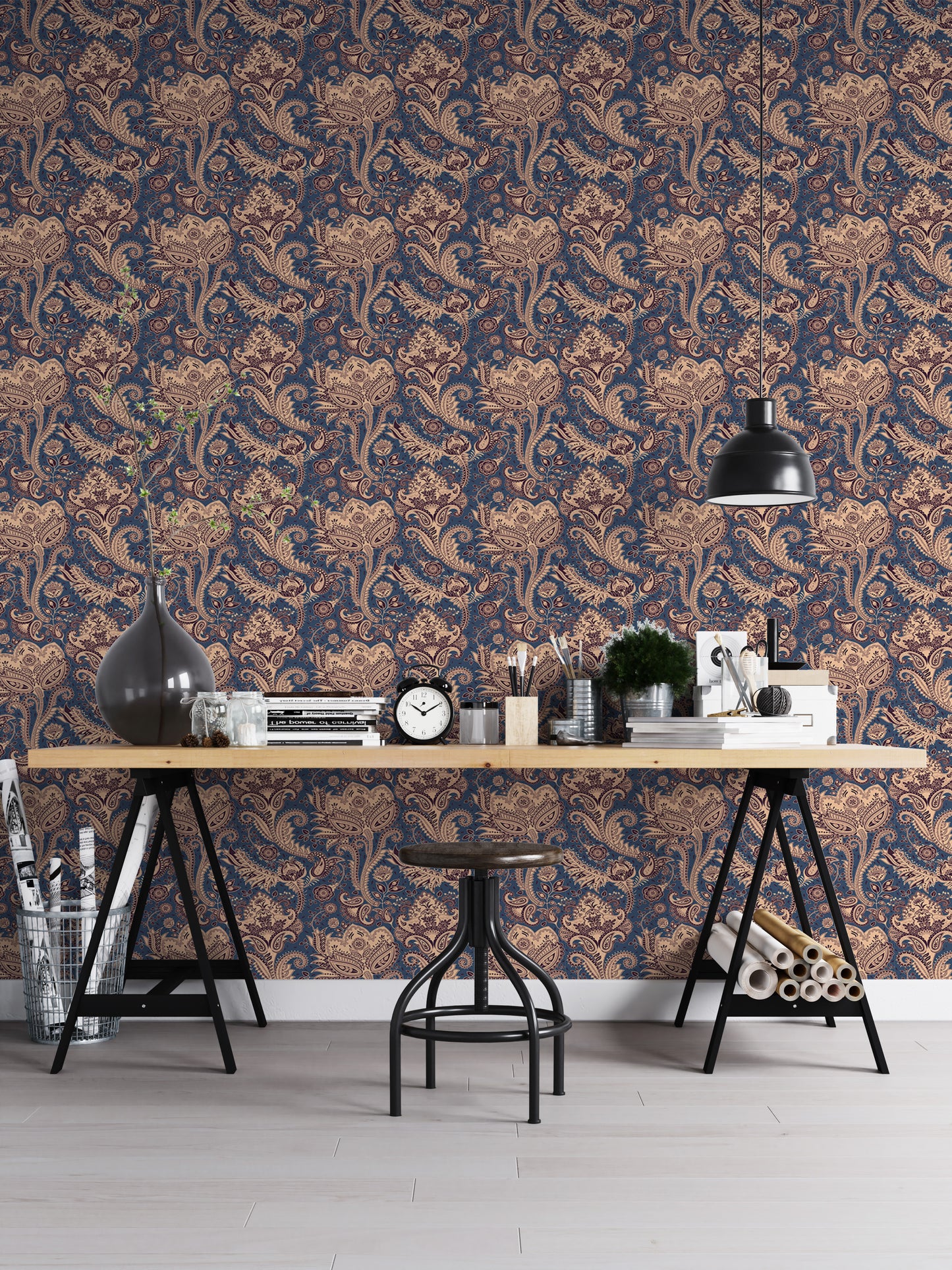 Old Retro Vintage Indian Floral Backdrop Paisley Wallpaper