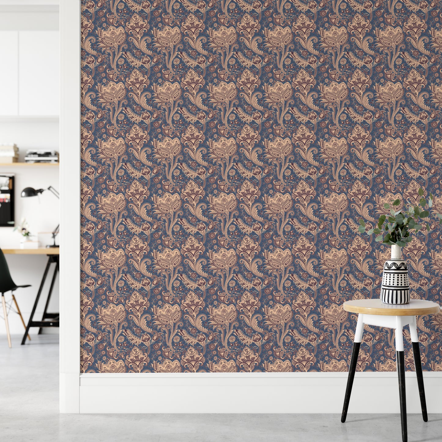 Old Retro Vintage Indian Floral Backdrop Paisley Wallpaper