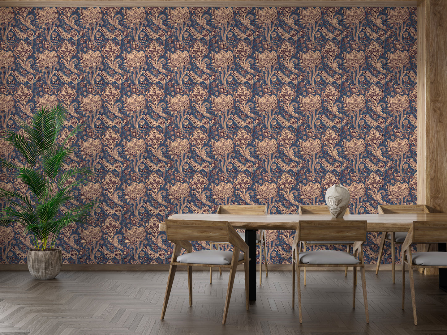 Old Retro Vintage Indian Floral Backdrop Paisley Wallpaper