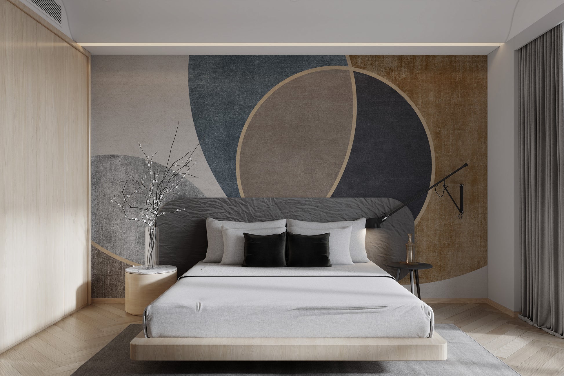 Elegant geometric shapes wall decor with a sleek look
