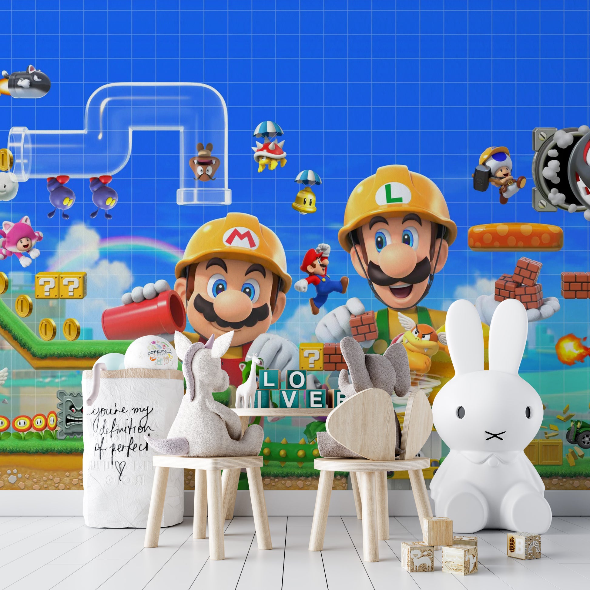 Iconic Super Mario 3D wallpaper for themed rooms
