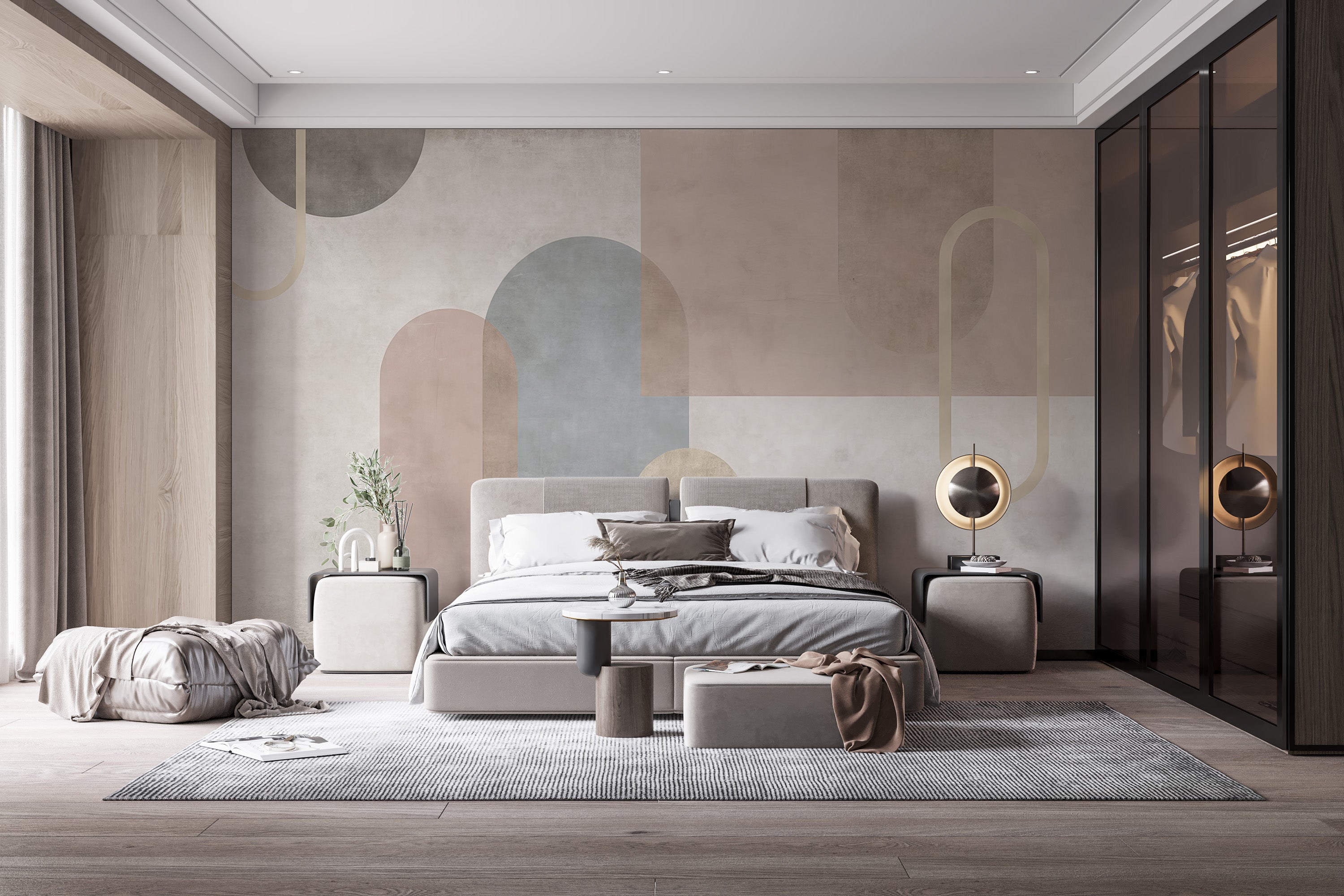 Beige Geometric wall mural