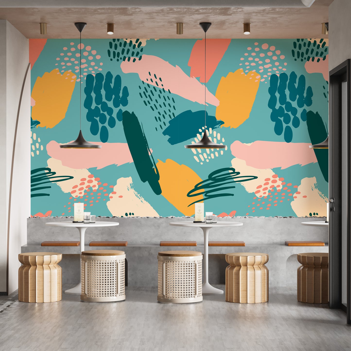 Bold multicolor seamless wall mural



