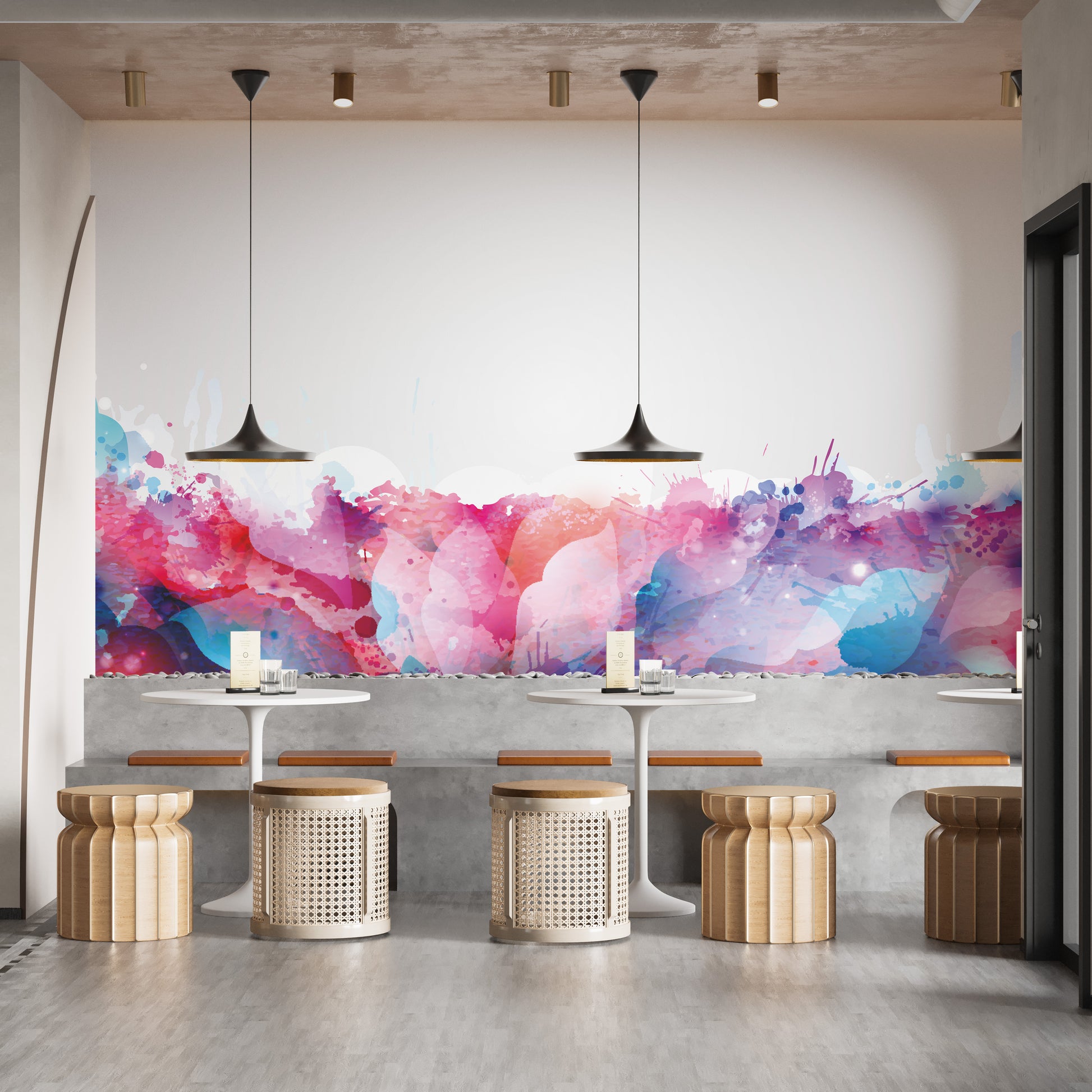 Multi watercolor brushstroke wallpaper mural
