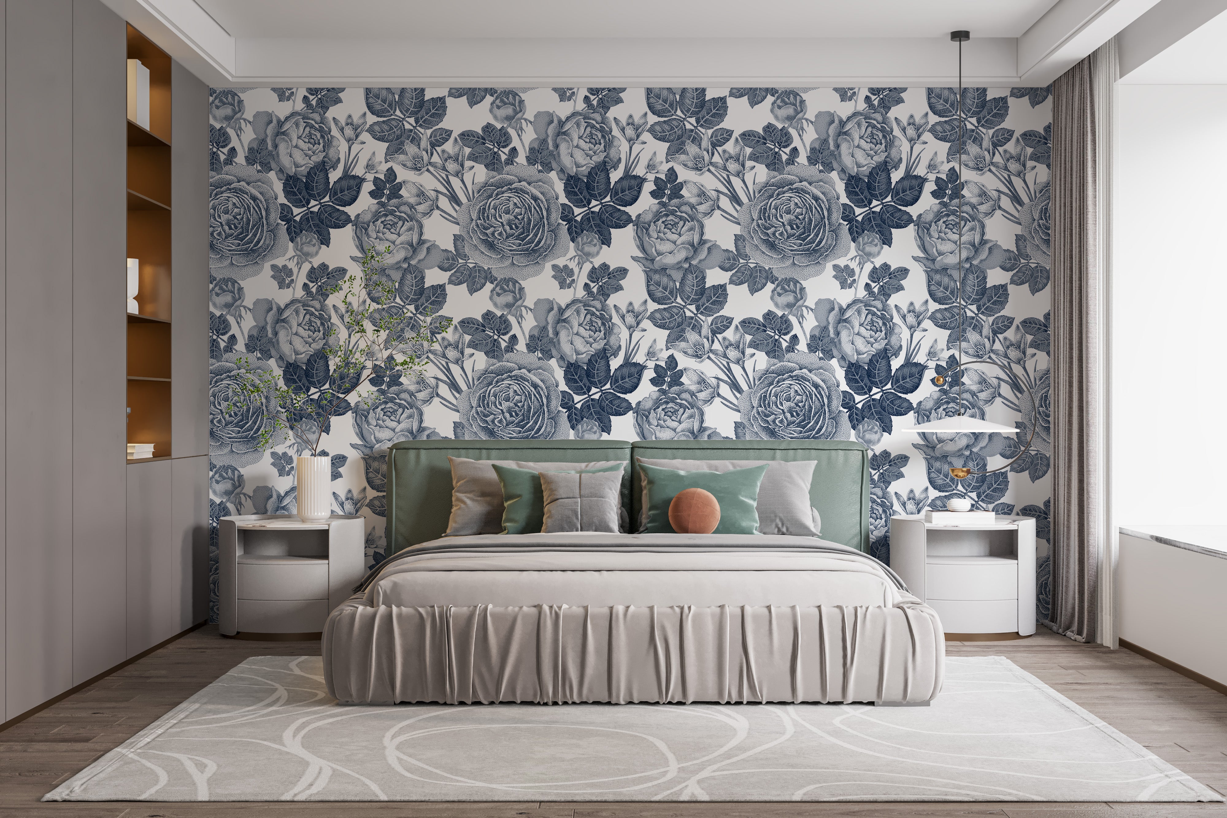 Tinted floral mural wallpaper for modern style
