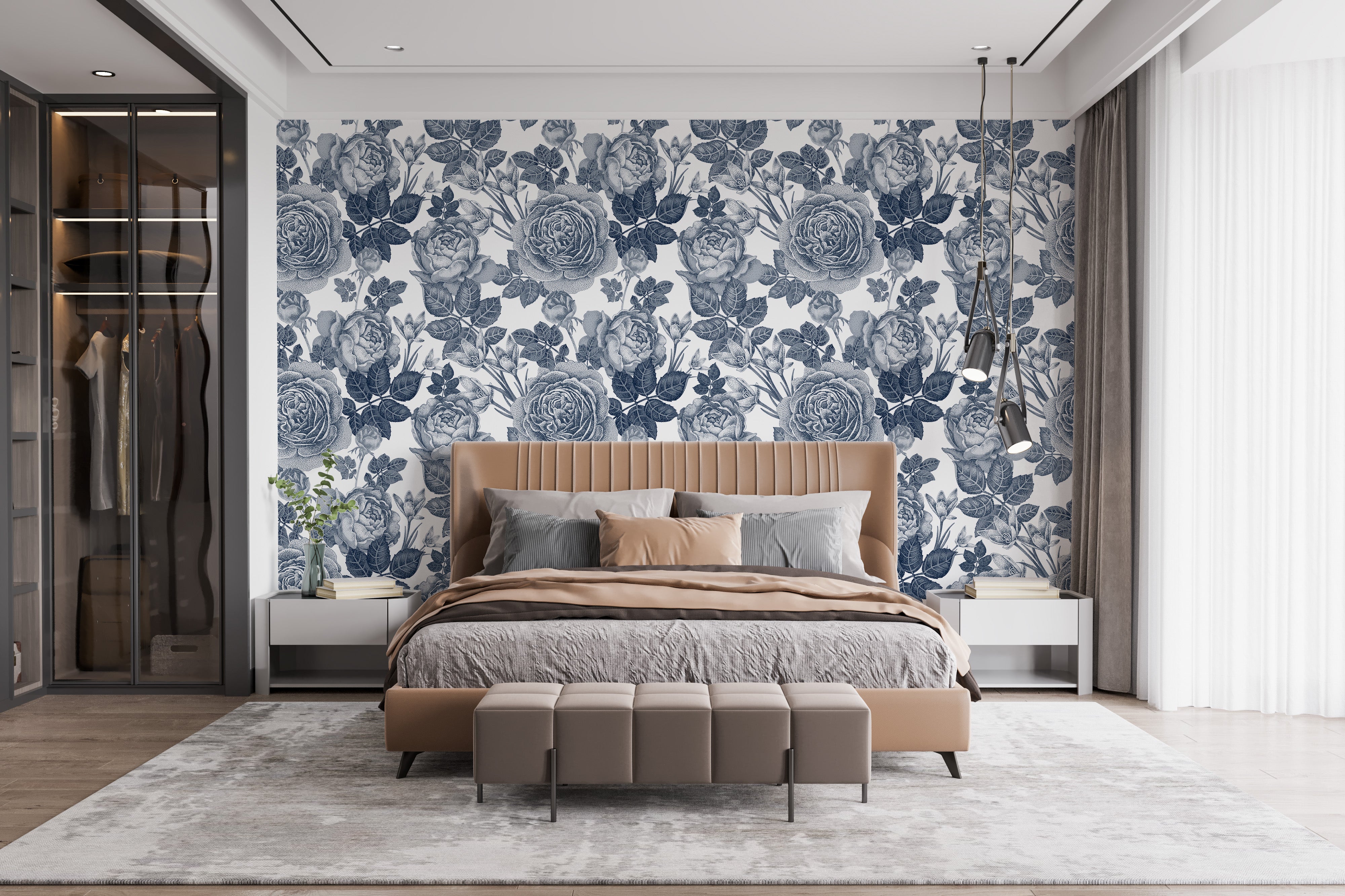 Delicate floral wallpaper mural with charm
