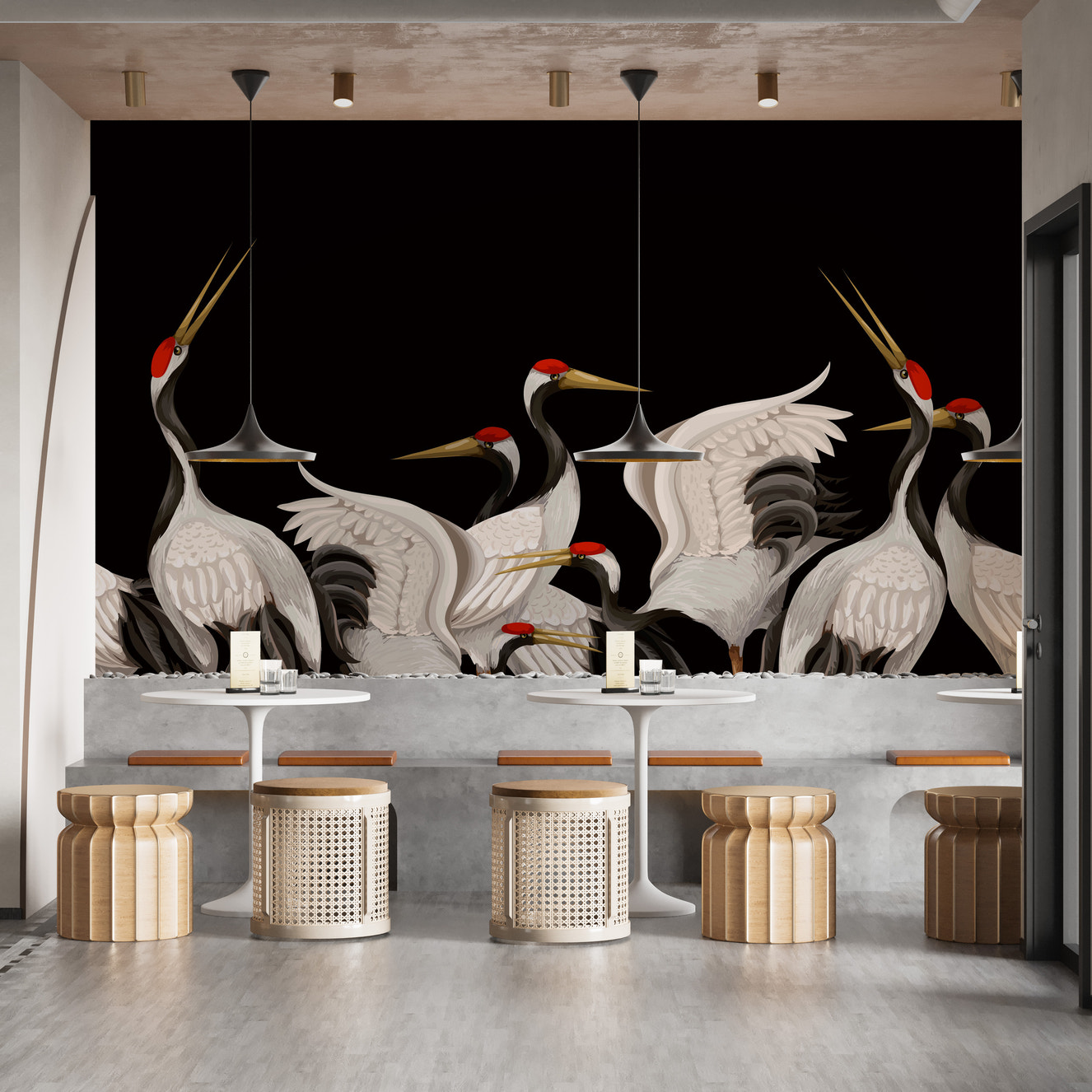 Graceful Japanese crane wallpaper mural
