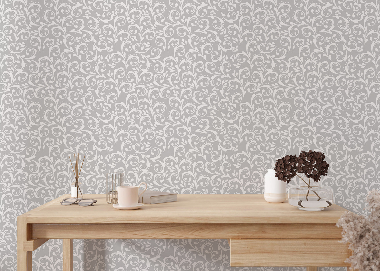 Vintage Royal Elegant Damask Pattern Wallpaper