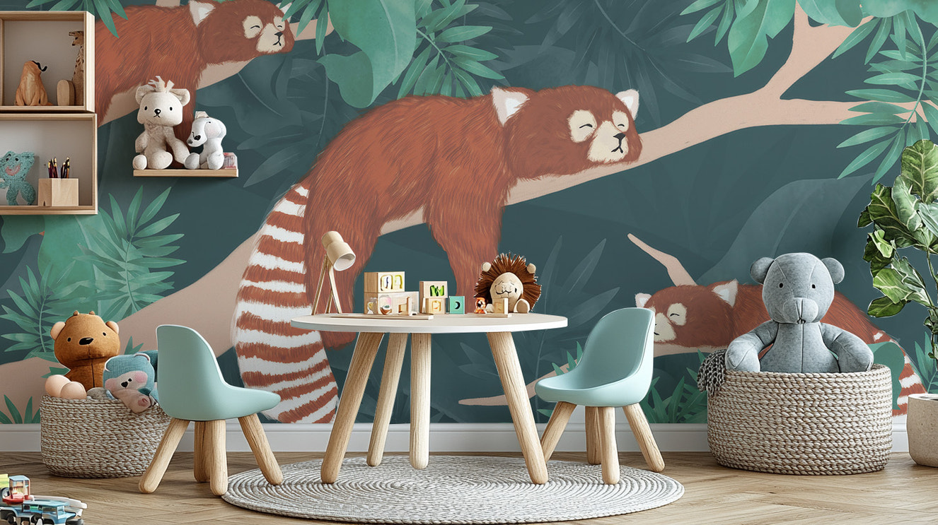 Sleeping Red Pandas Wall Mural for a peaceful vibe