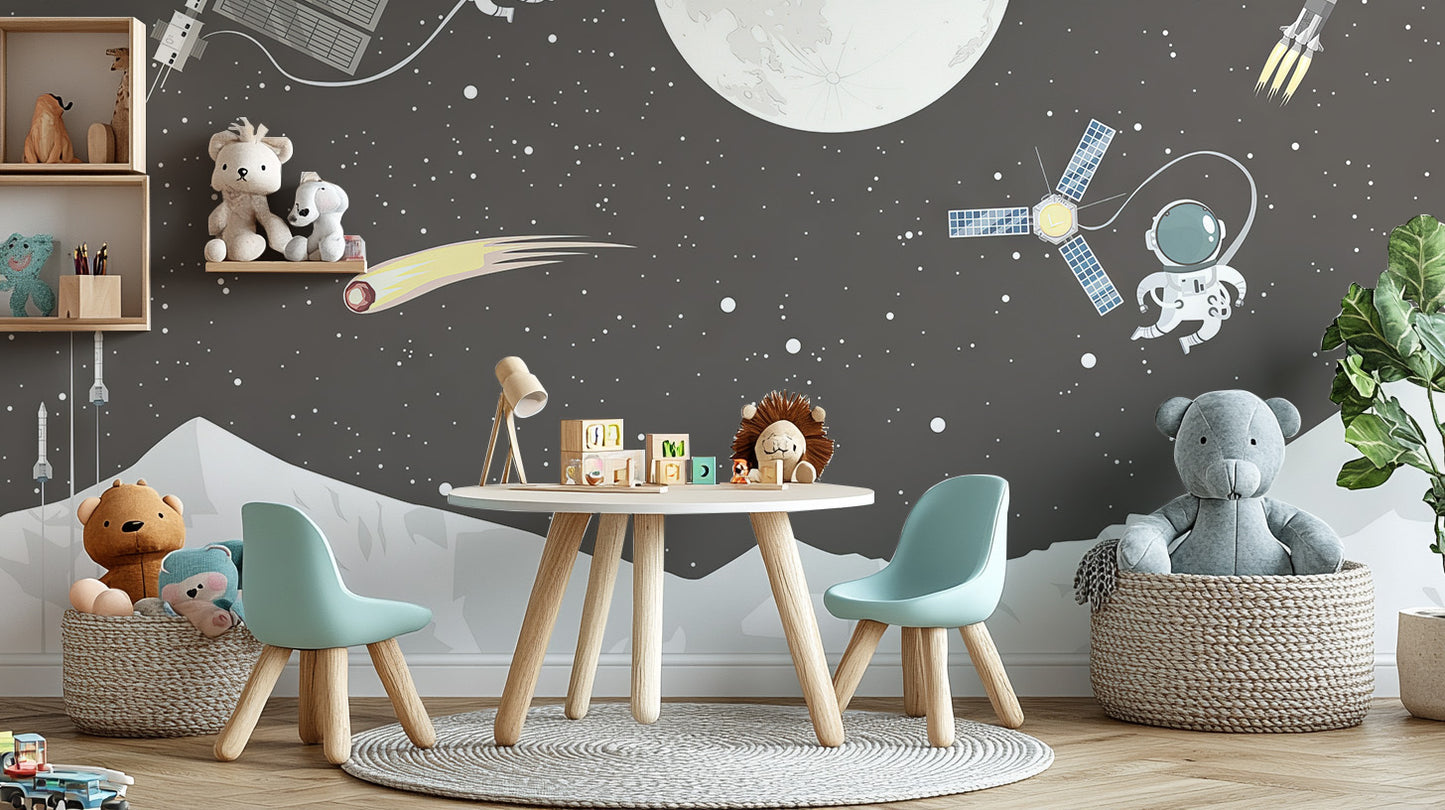 Space Mission Astronaut Wall Mural for a galaxy-inspired vibe