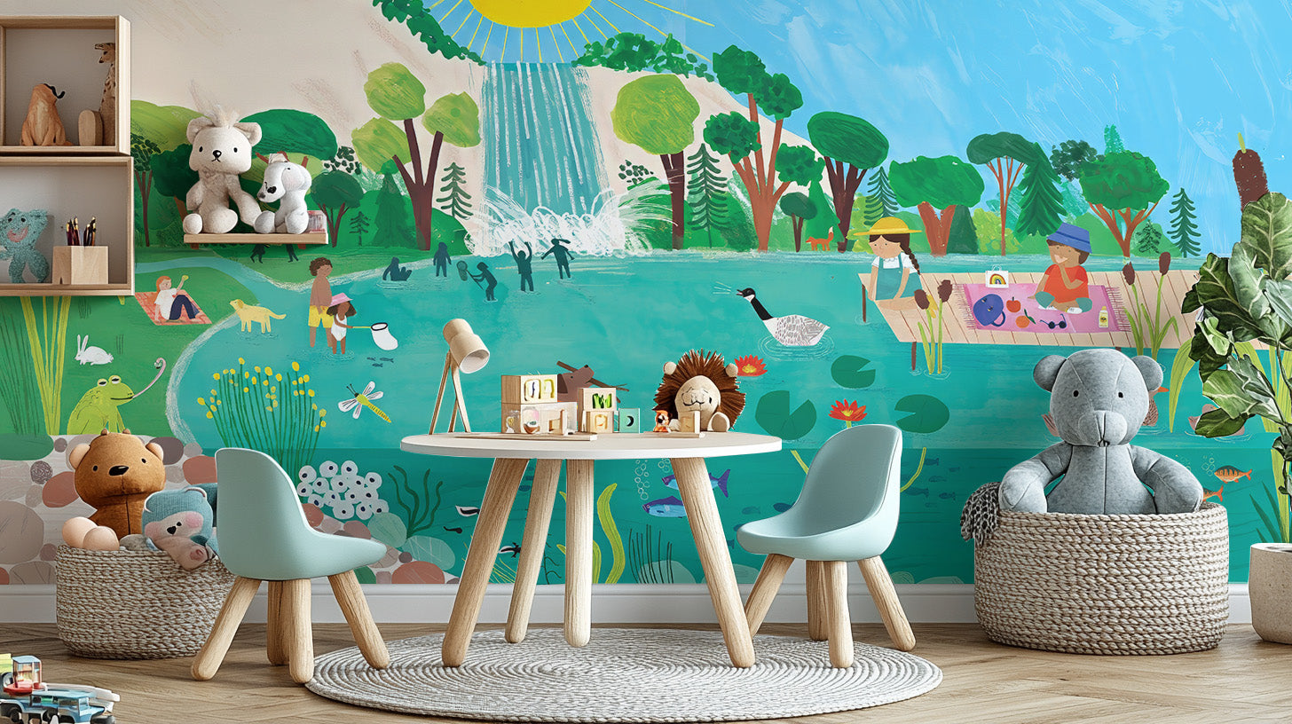 Add joy with Sunny Picnic Kids Wall Mural