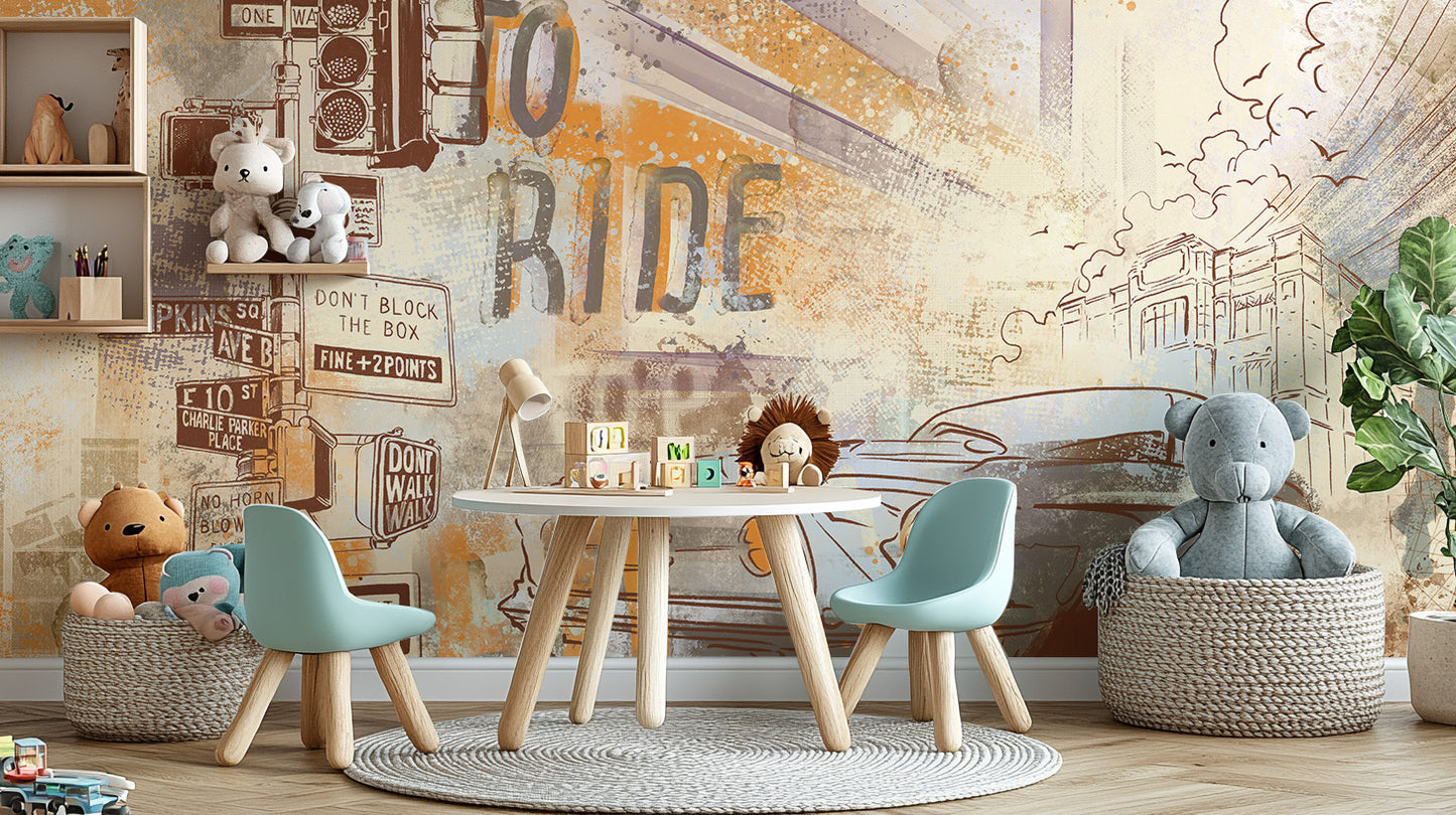 Classic Vintage Mustang Wall Mural for any space