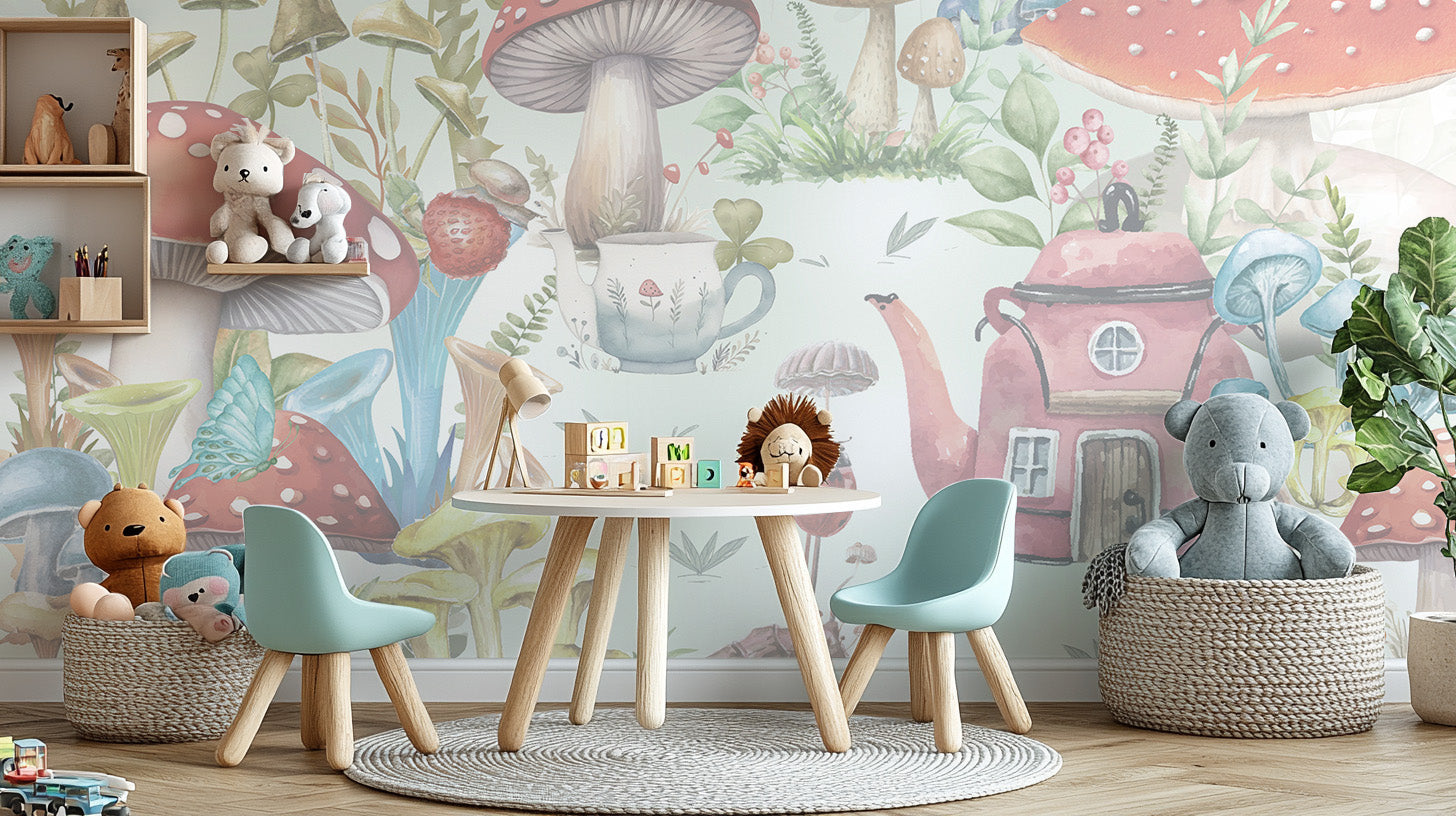 Mushroom Village Wall Mural for Children