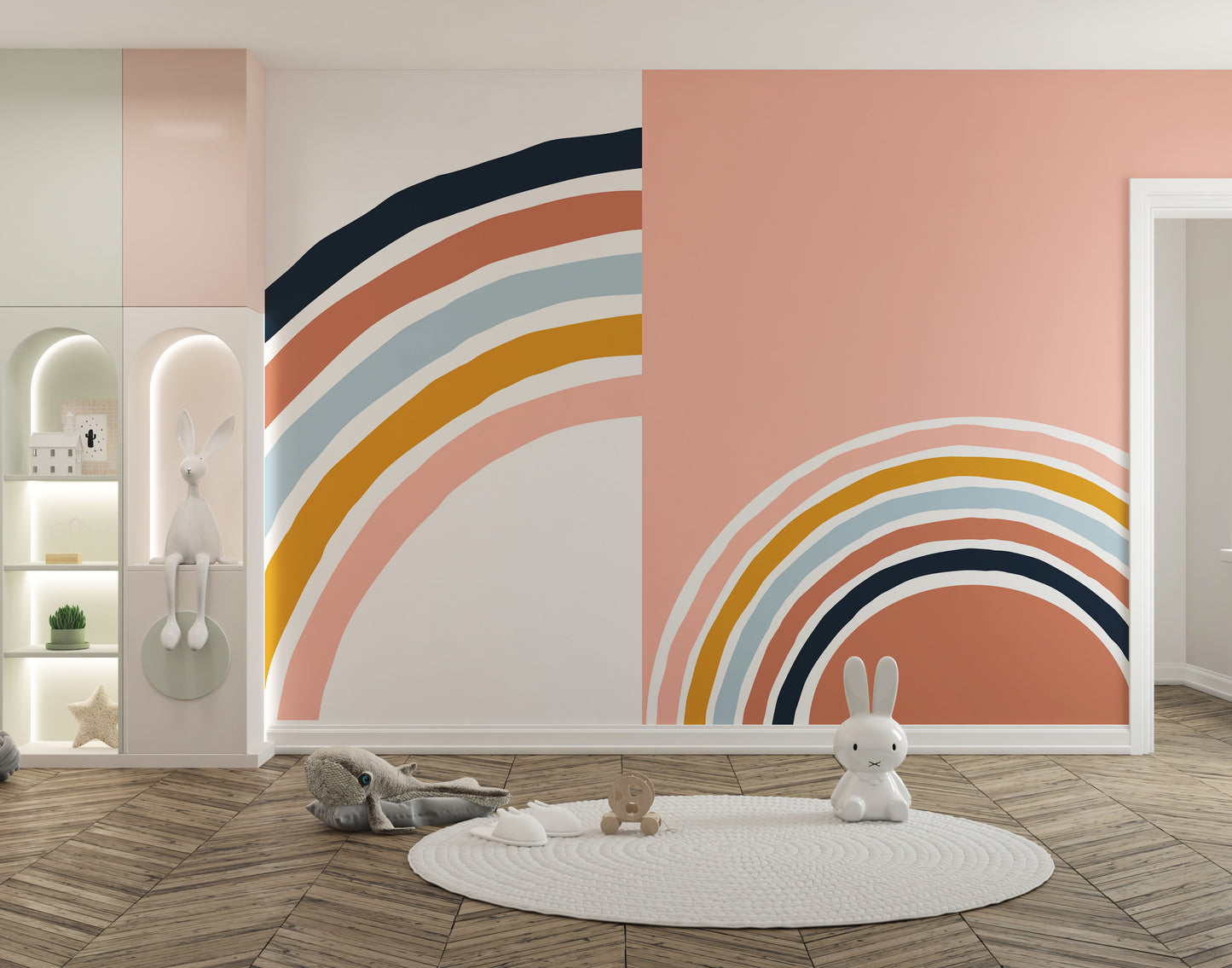 Dynamic striped mural for easy decor
