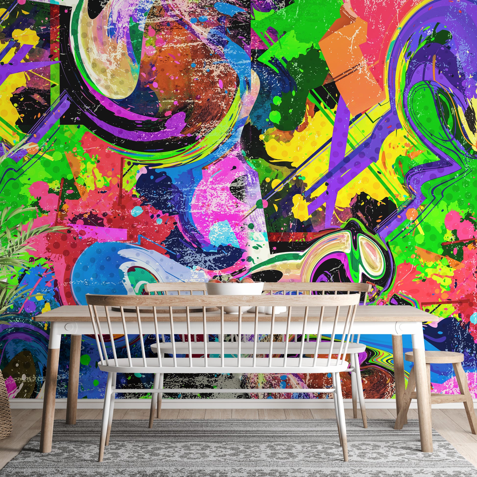 Modern urban melody wall mural with graffiti
