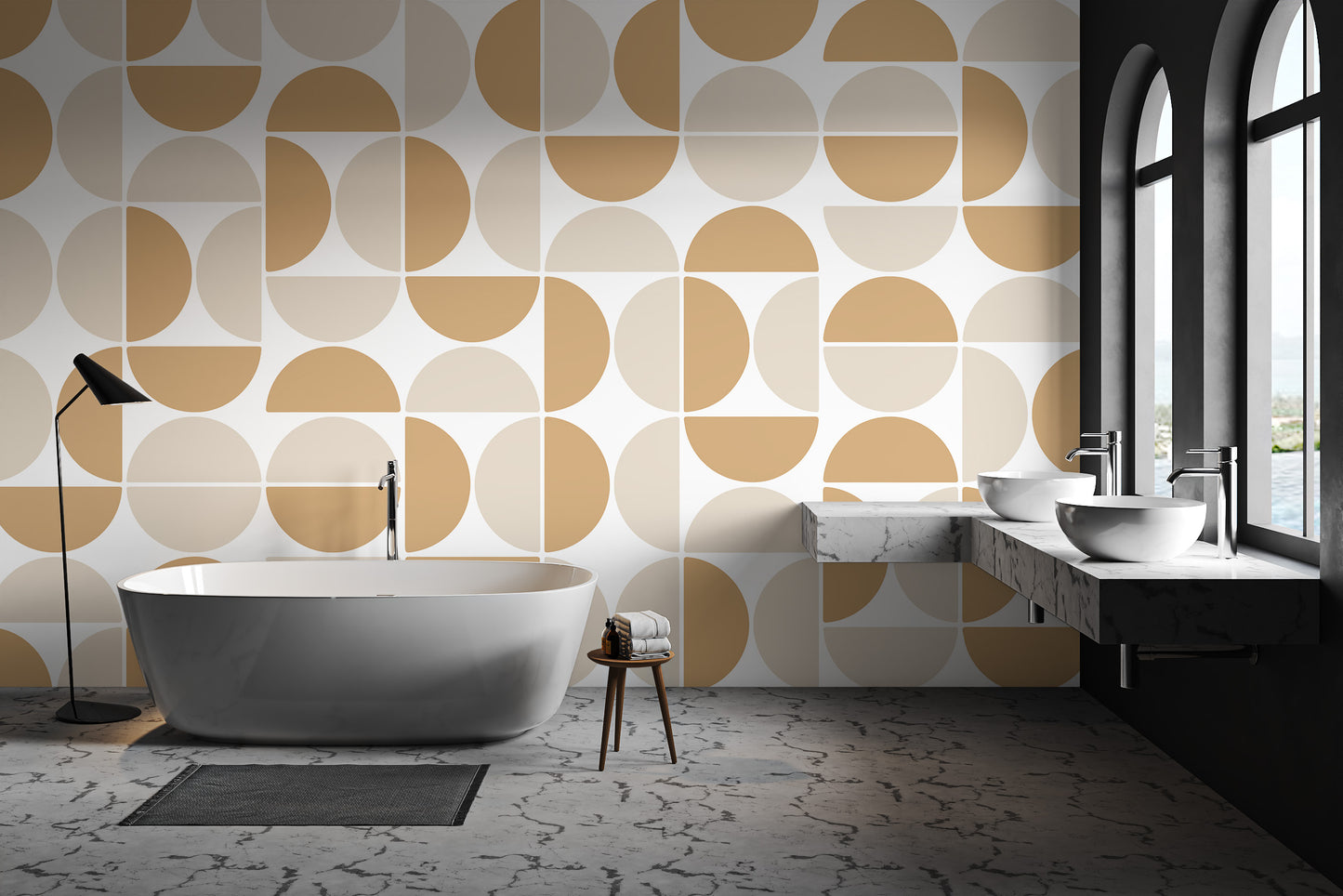 Modern beige geometric pattern wallpaper for walls
