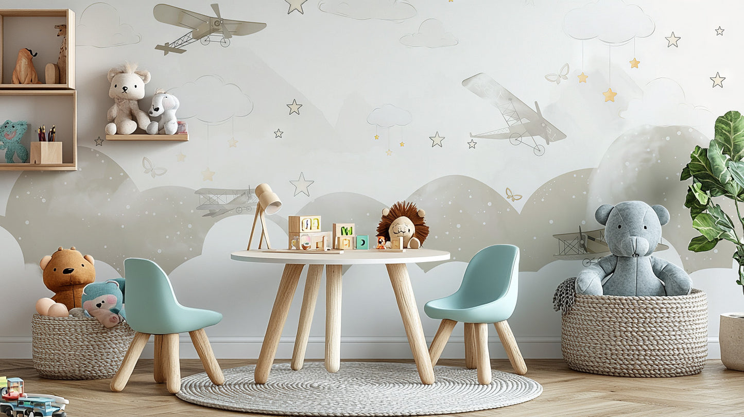 Classic Airplane Adventure Wall Mural