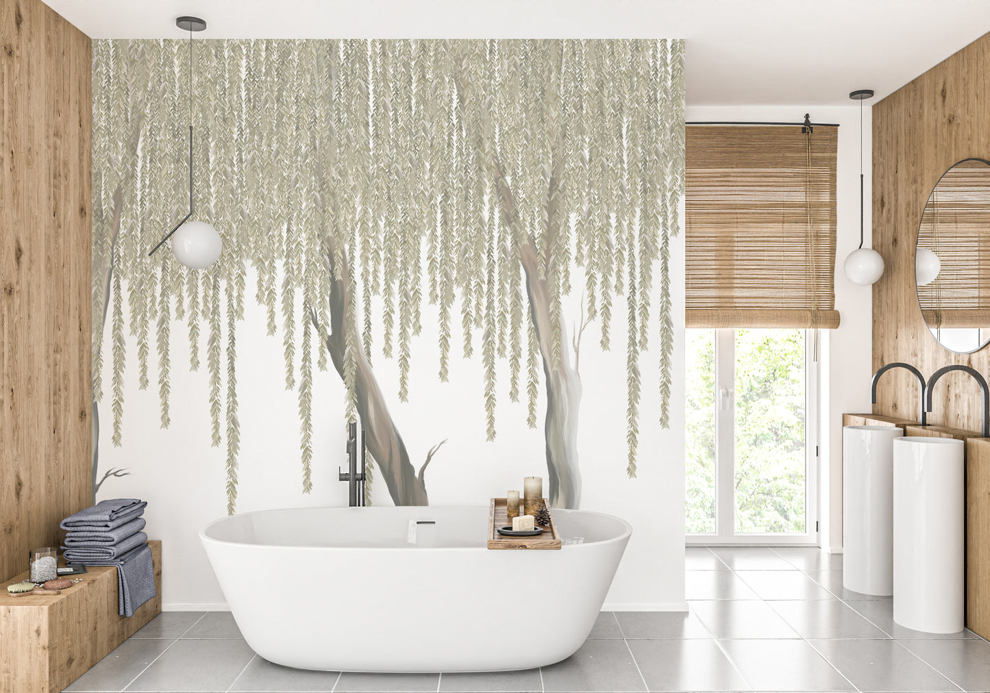 Hanging Blossoms Tree Wallpaper Mural for Interiors