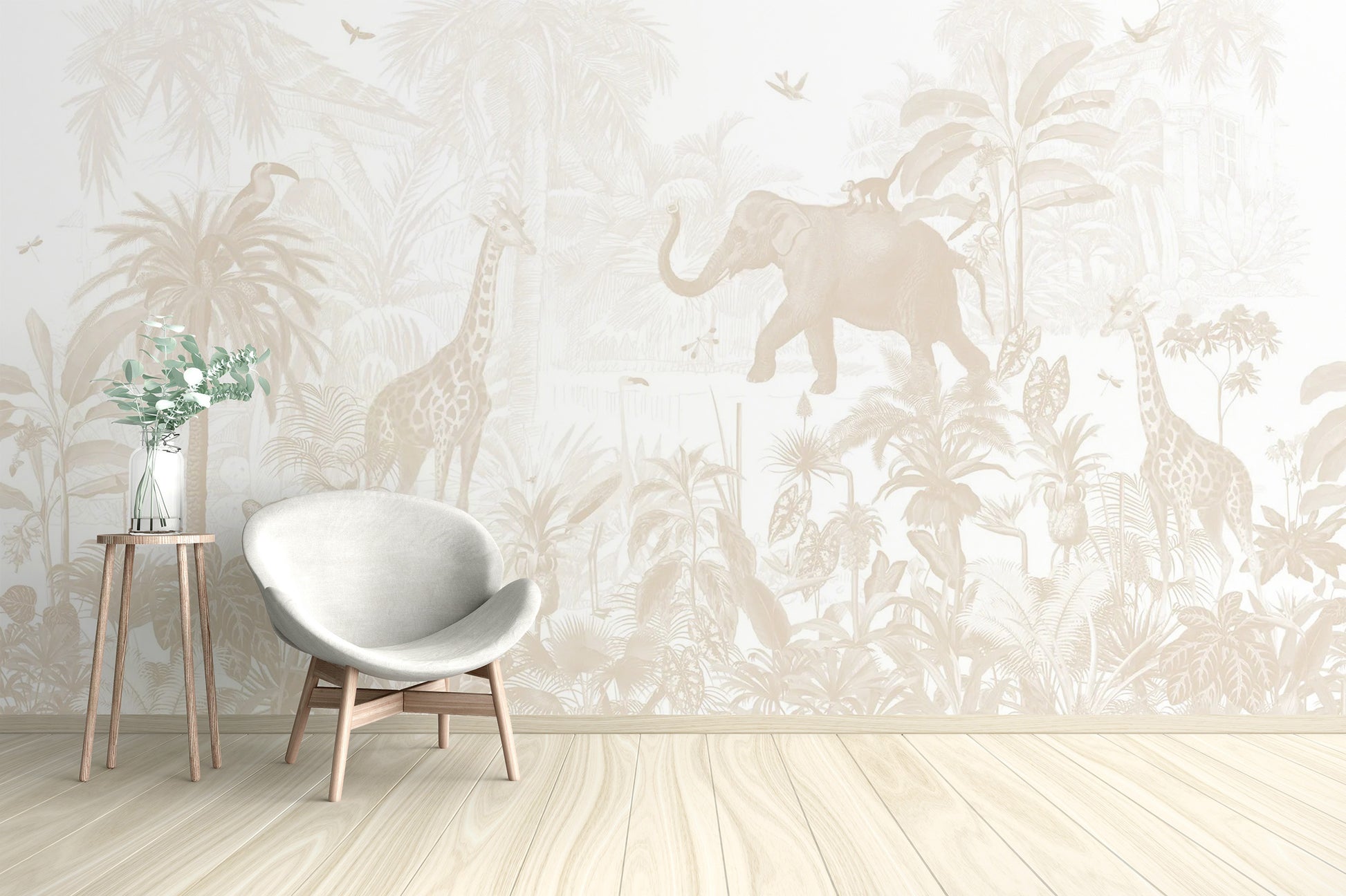 Exotic jungle adventure mural for dynamic interiors
