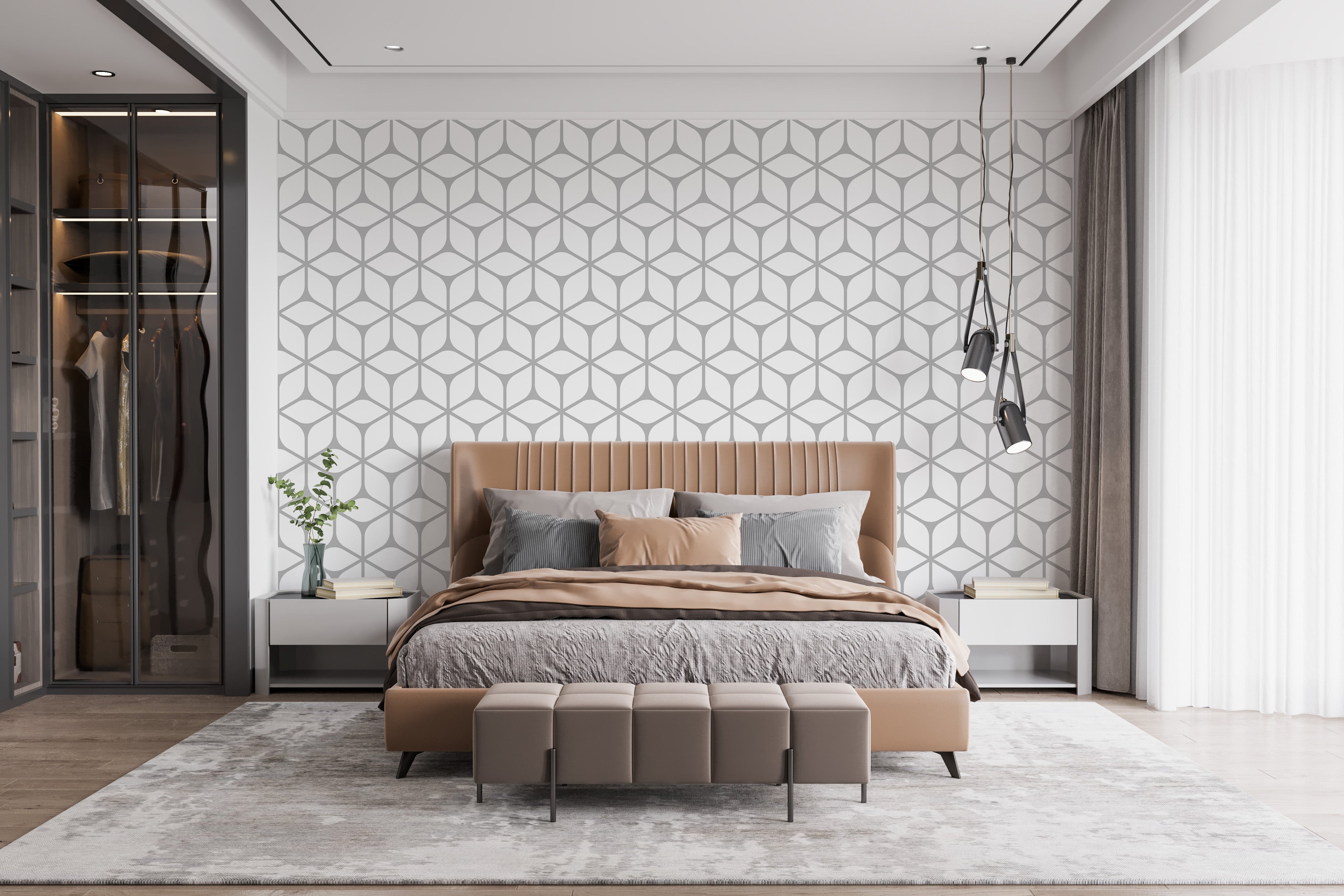 Eye-catching wallpaper geometric pattern mural
