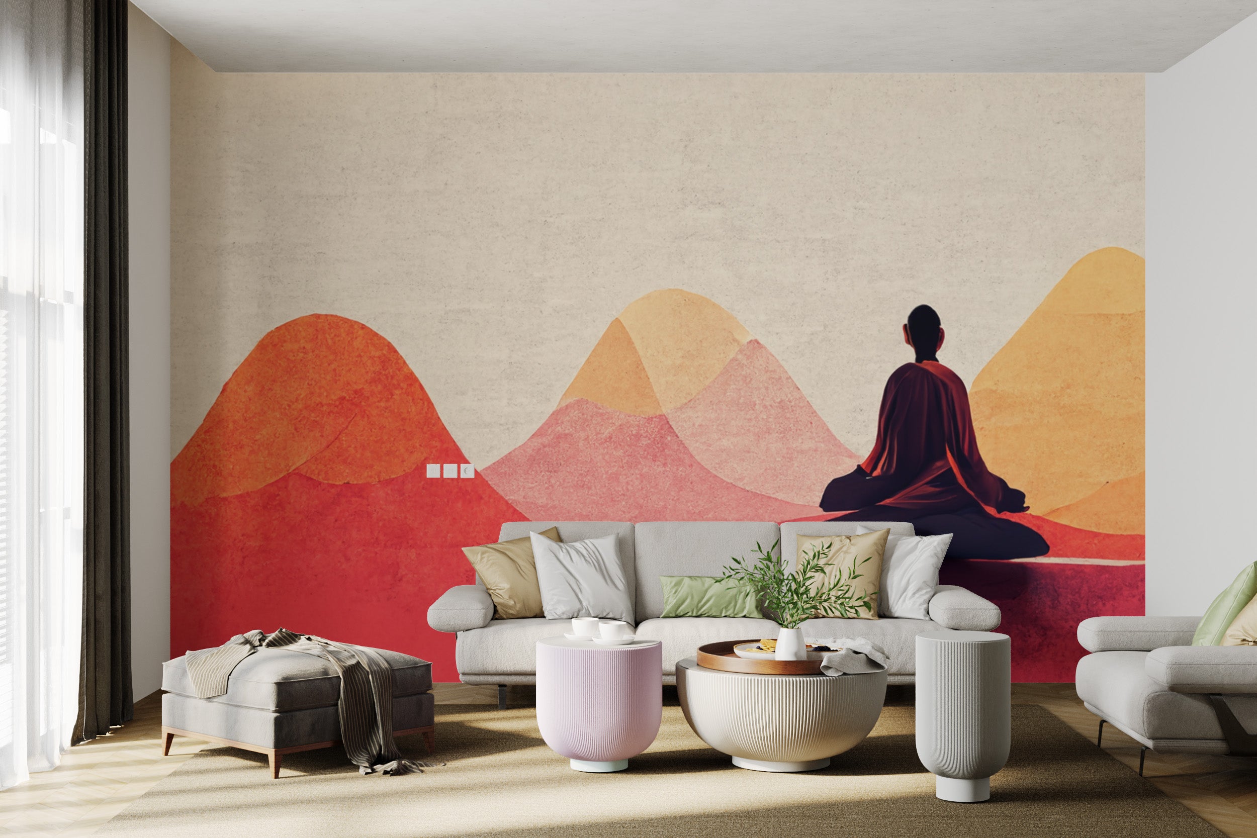 Peaceful wall mural perfect for a meditation corner