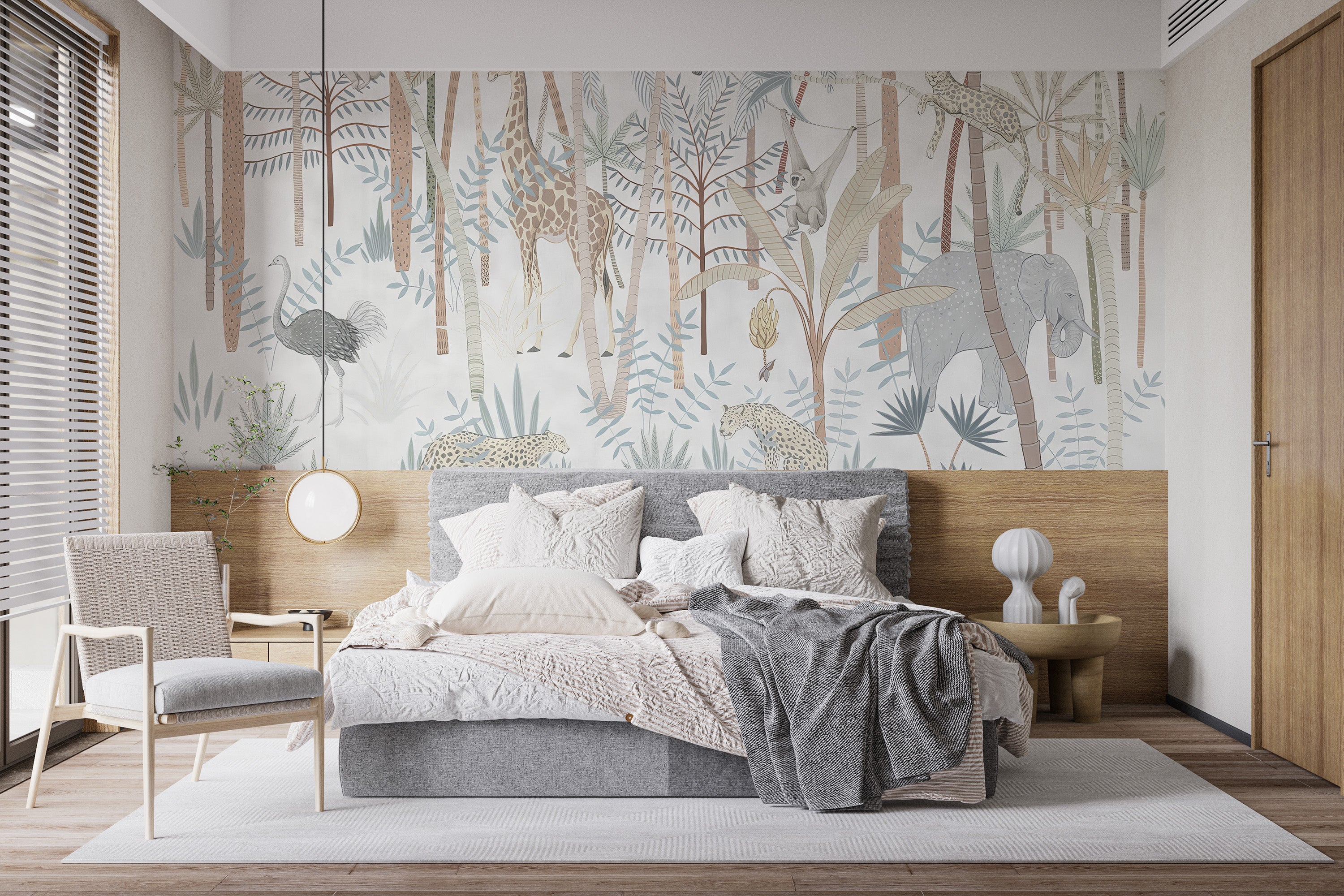 Jungle animals wallpaper mural for kids' adventurous decor