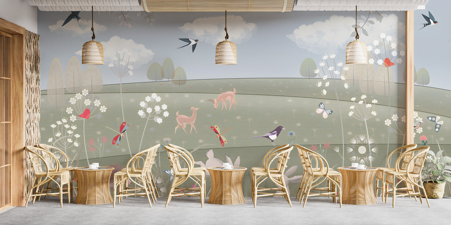 Whimsical Wonders Storybook Meadow Mural