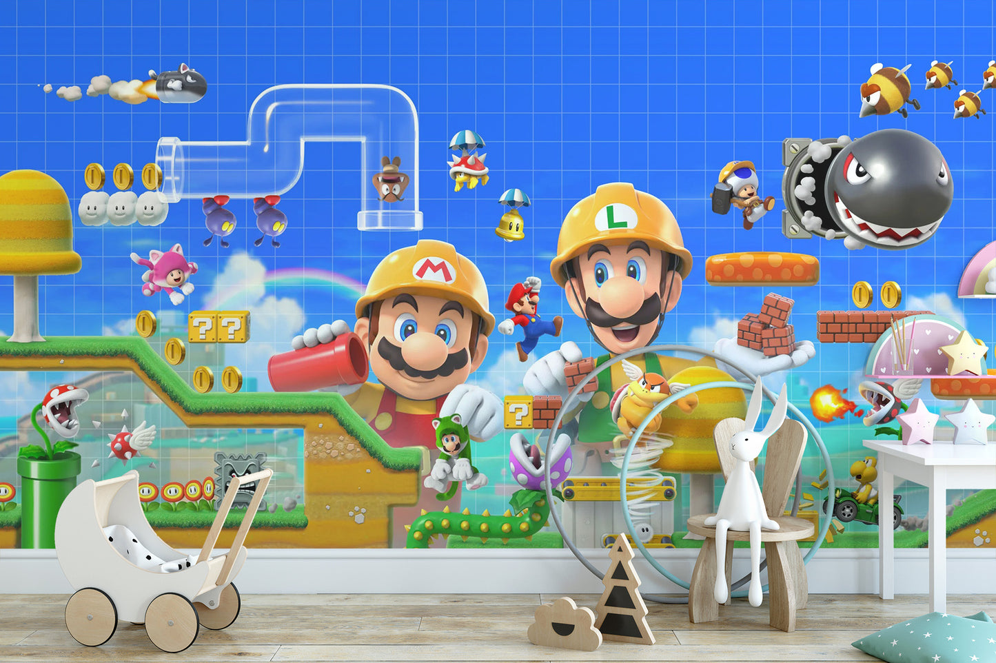 Artistic 3D Super Mario mural for fans of the game