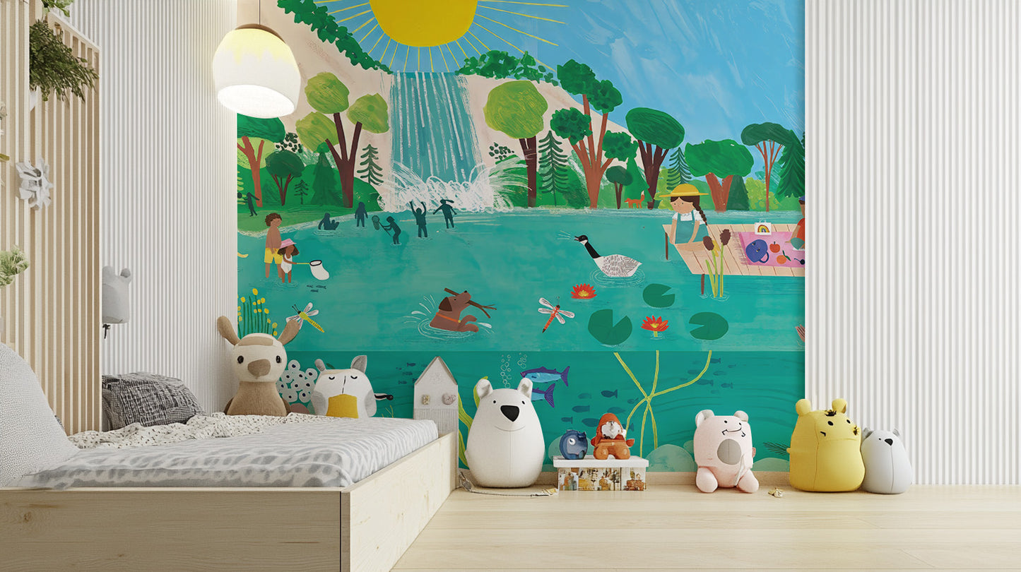 Sunny Picnic Kids Wallpaper Mural for playful vibes