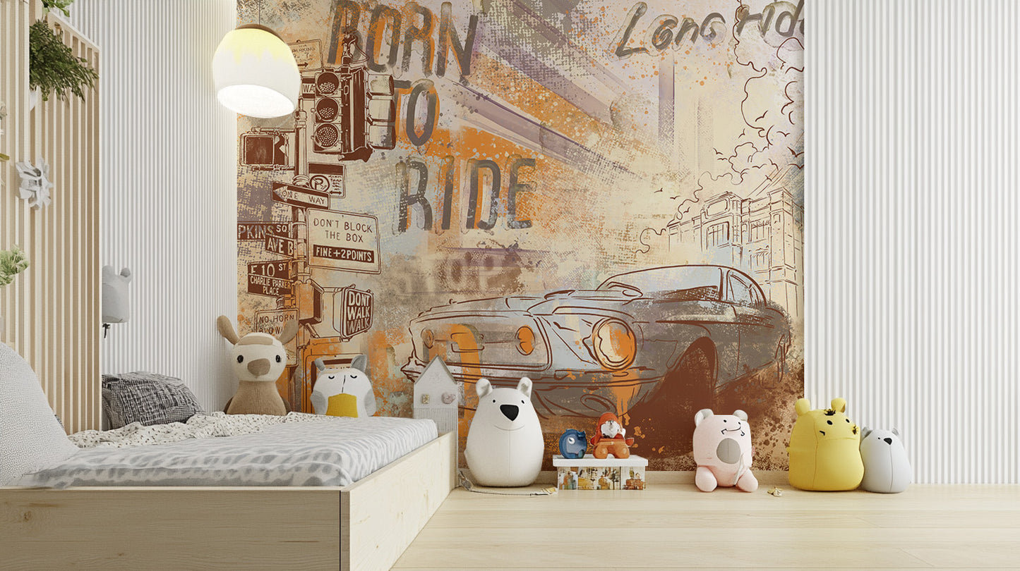 Vintage Mustang Wallpaper Mural for timeless decor