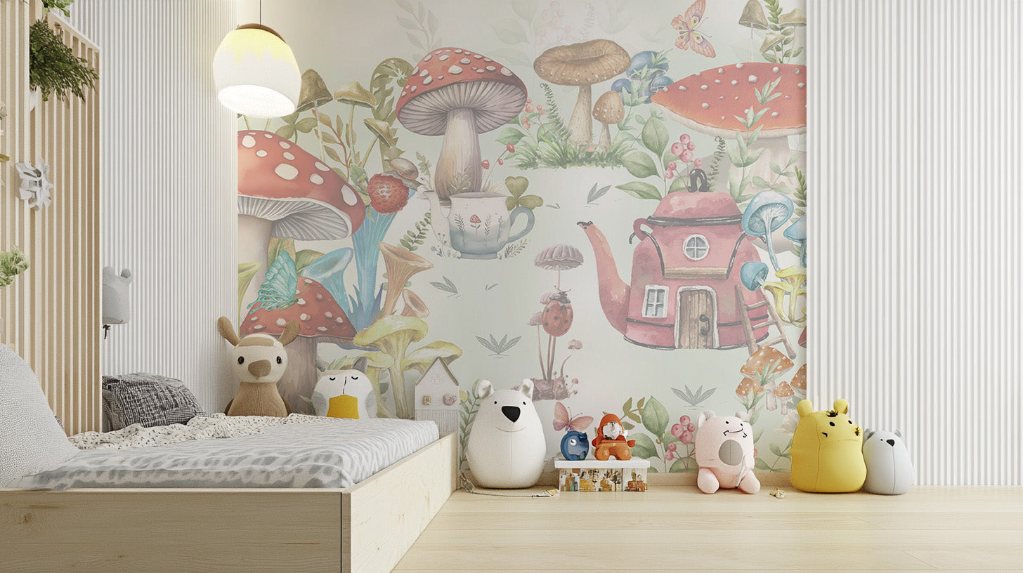 Kids Mushroom Village Wallpaper Mural