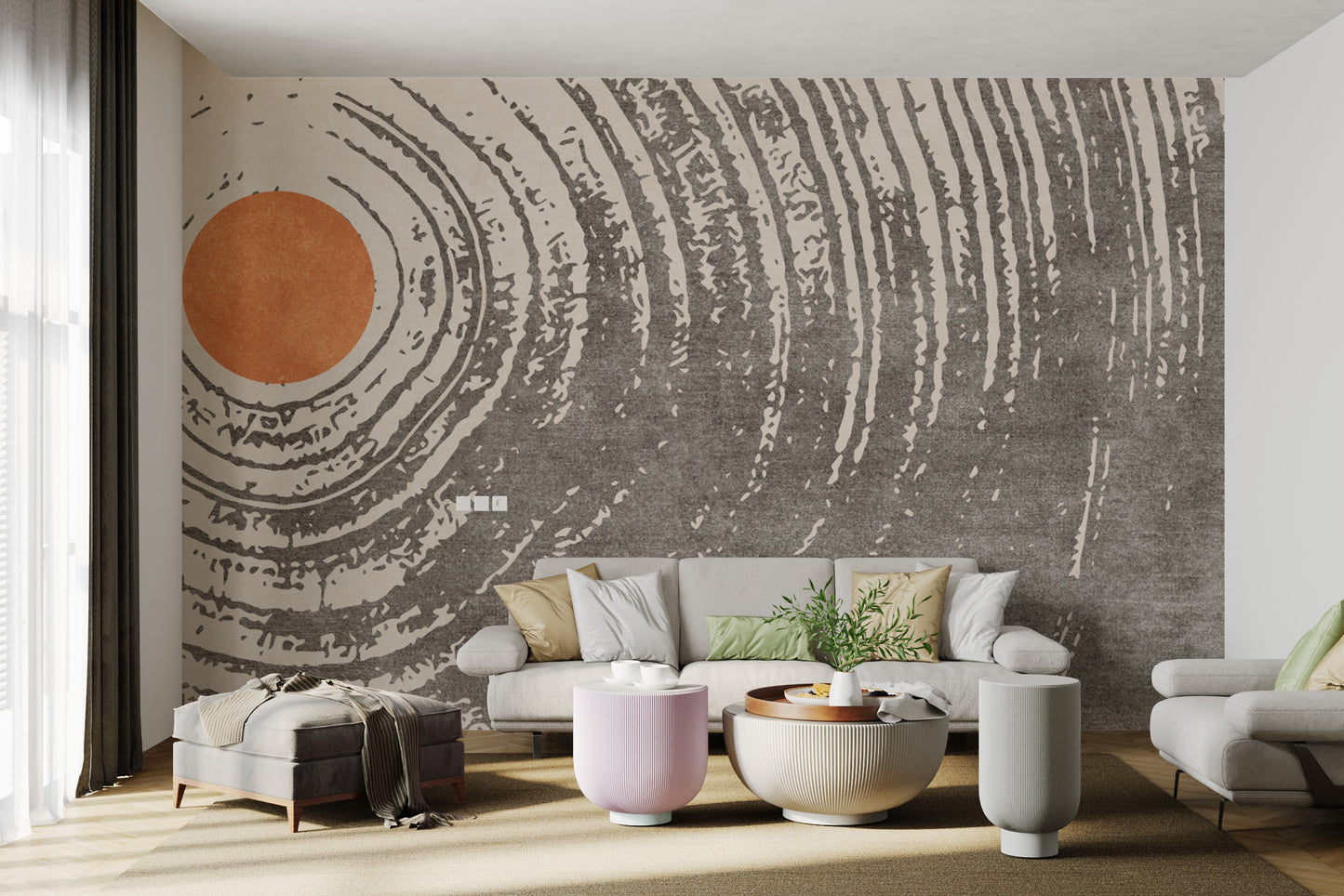 Sun-themed circular design for artistic wall decor