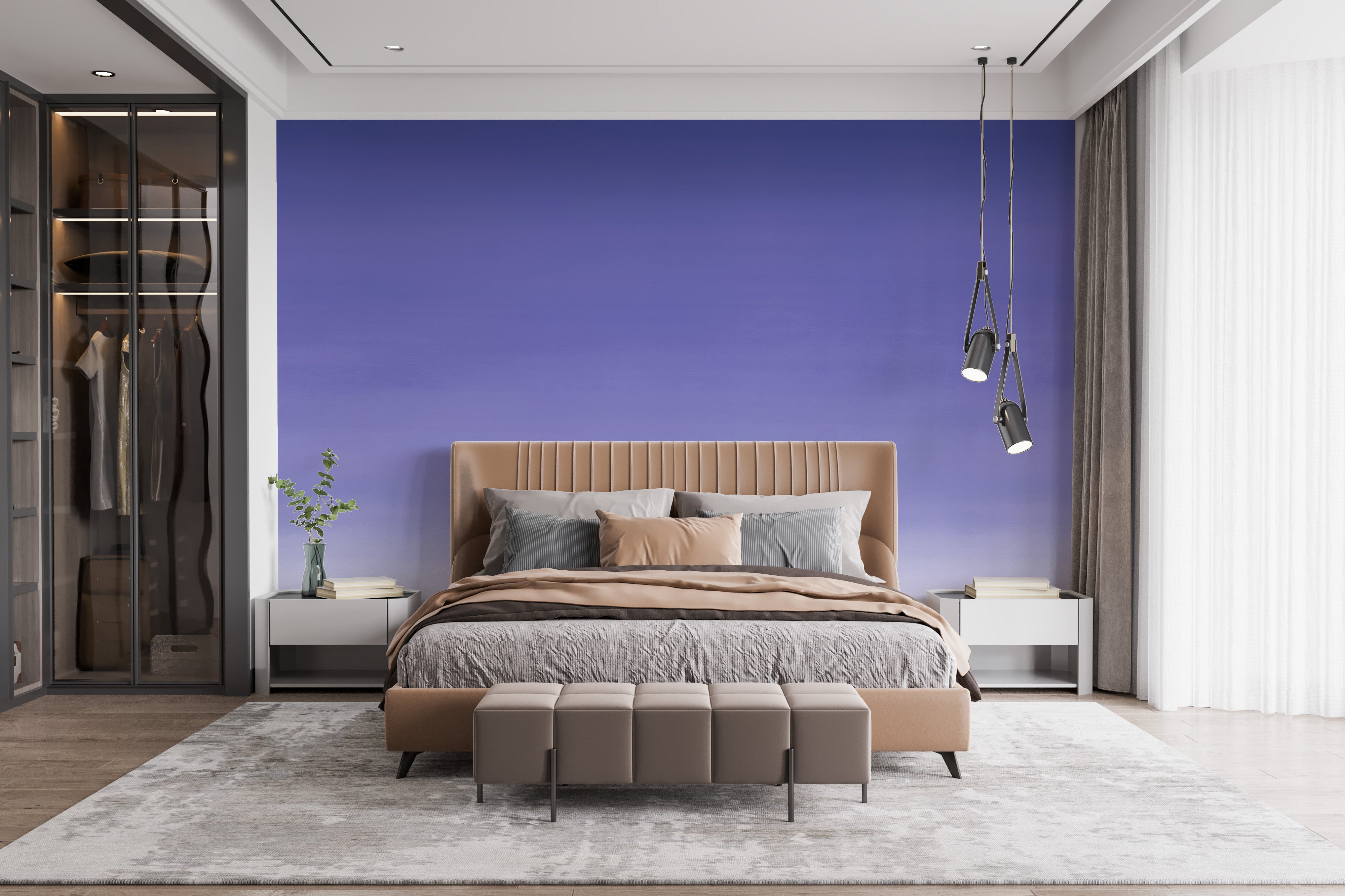 Elegant purple ombre mural creating a calming atmosphere
