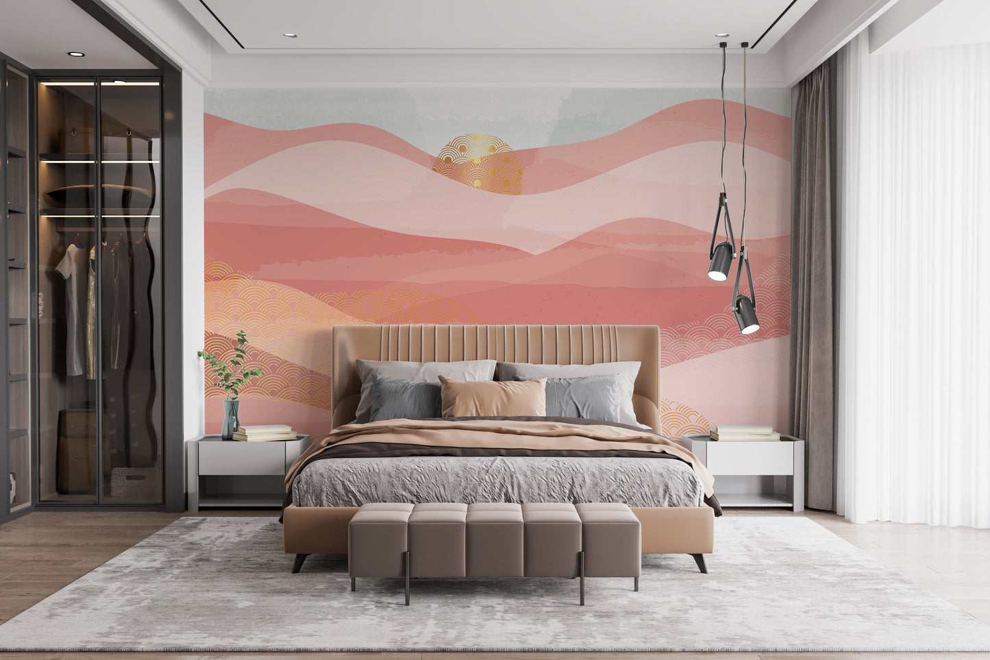 Elegant pink surf serenade wall mural
