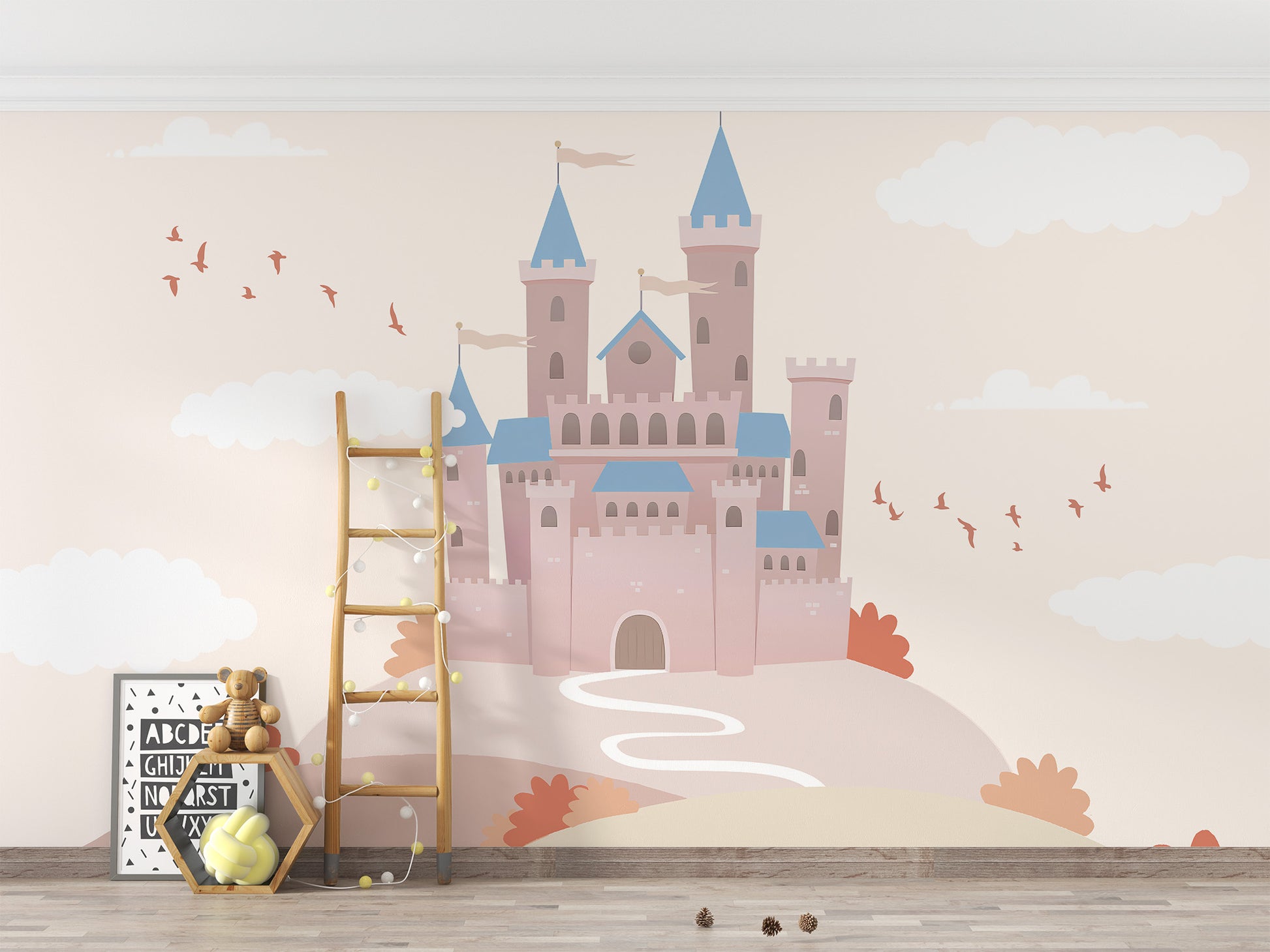 Kids room castle kingdom wallpaper with dreamy design
