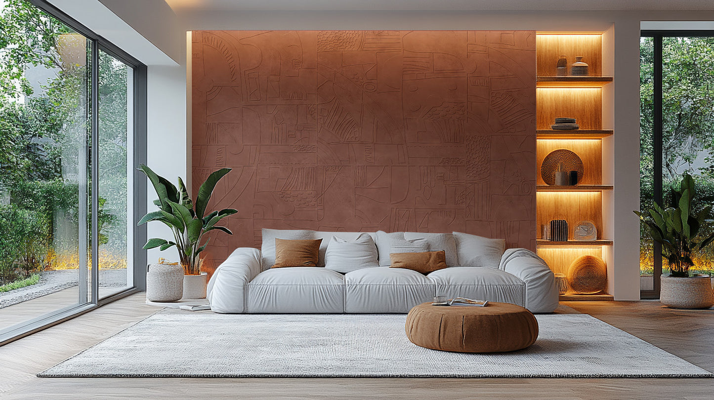 Modern Terracotta Textured Wallpaper Mural