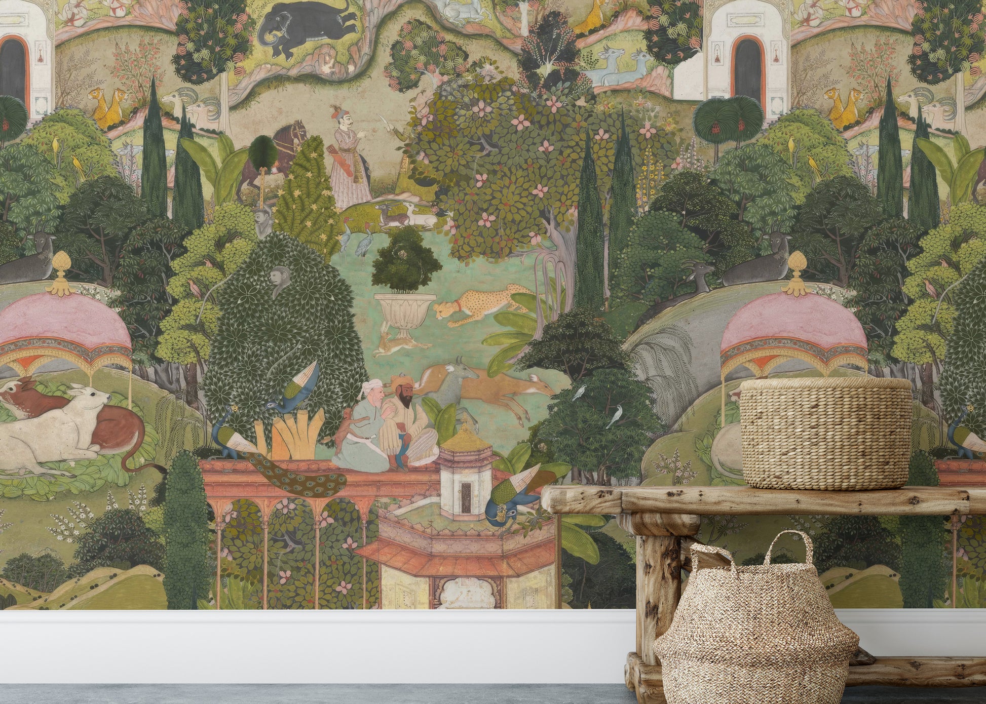 Serene Jaipur garden scenic wallpaper mural
