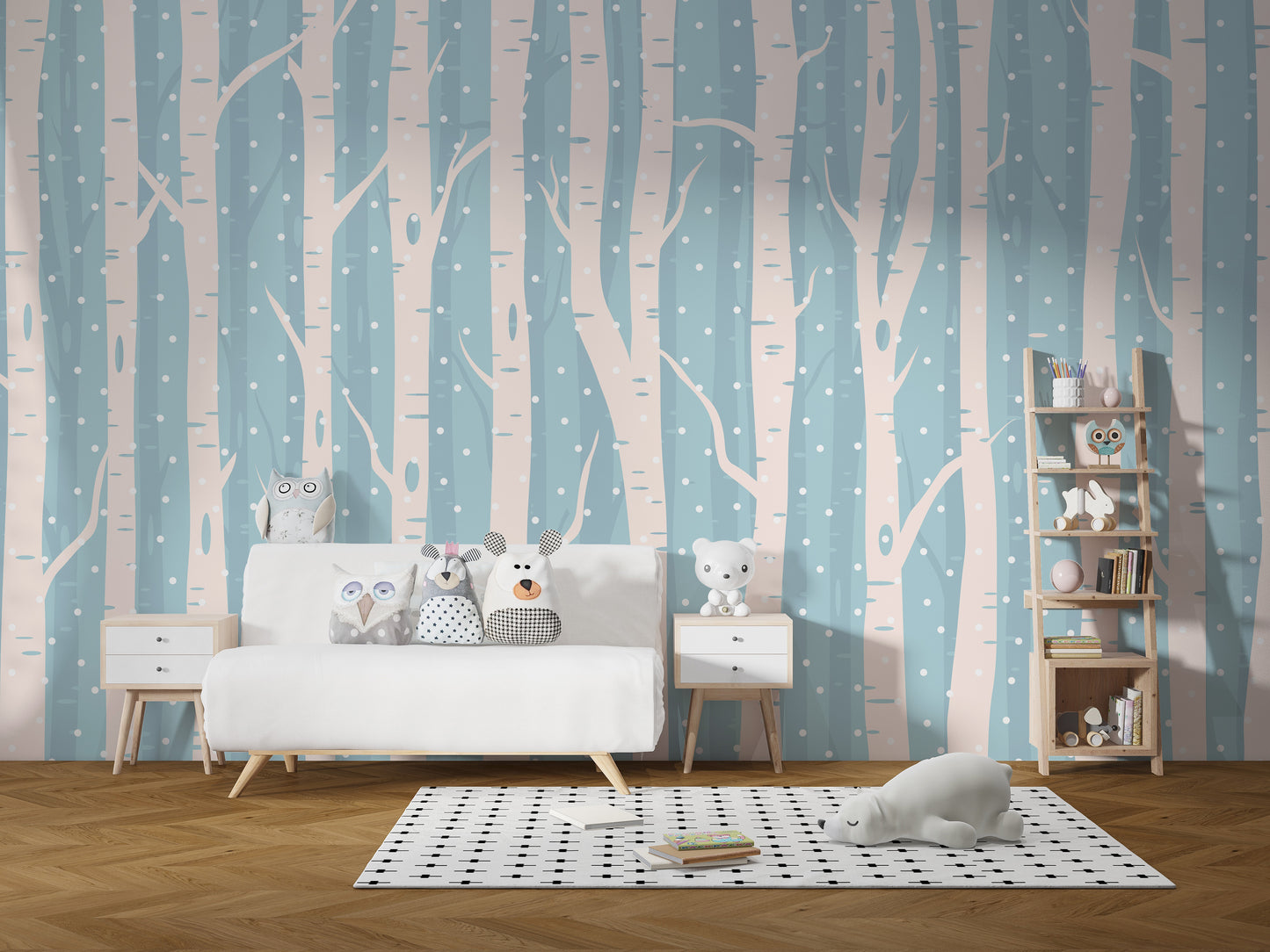 Frosty Blue Forest Scenic Wall Murals