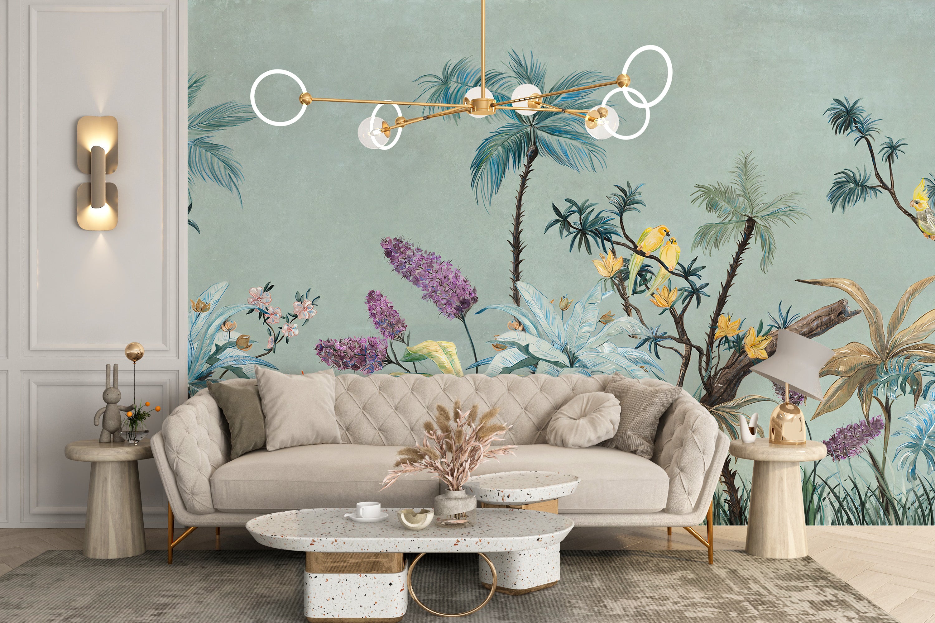 Stylish boho floral wallpaper